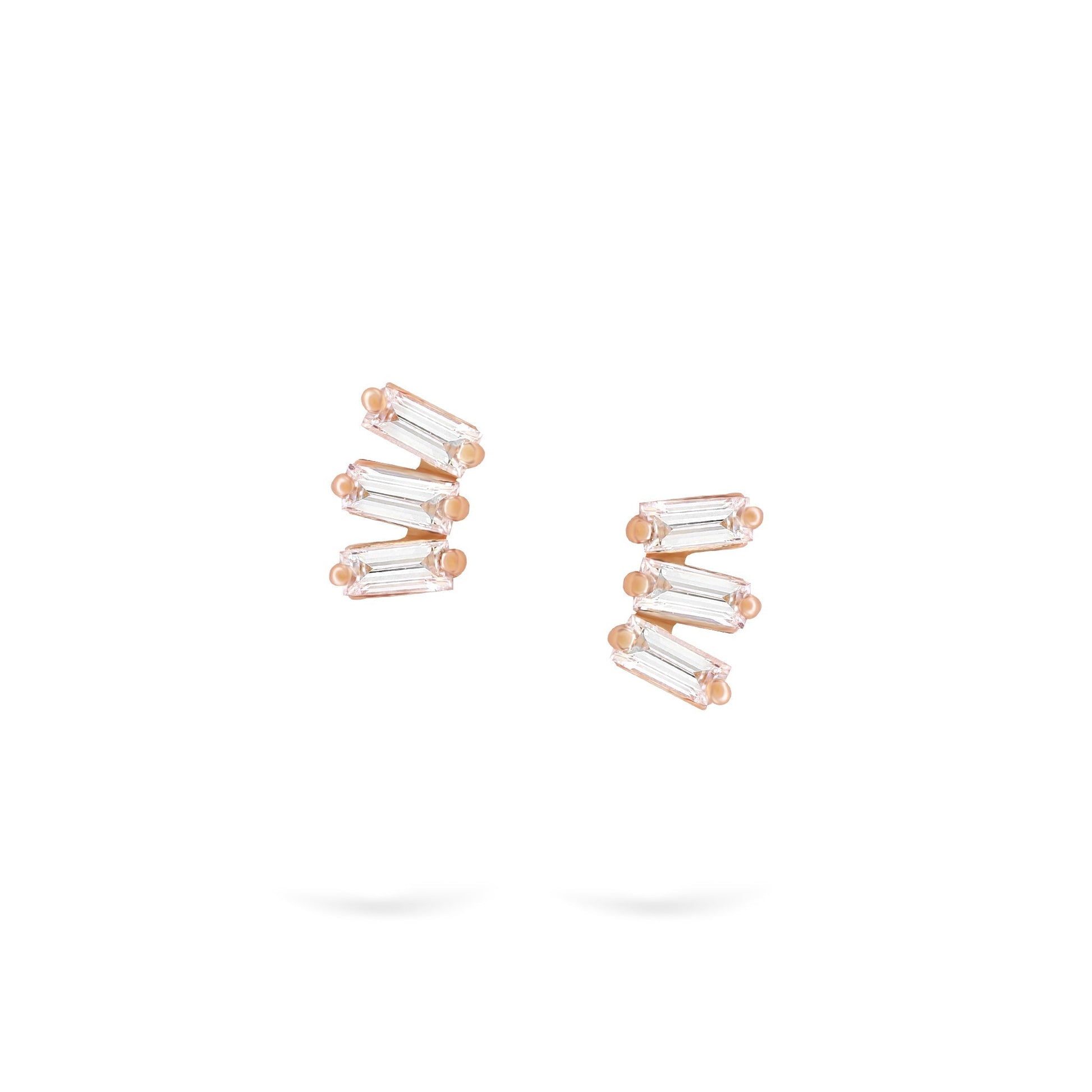 Gilda Jewelry Baguette Studs | Diamond Earrings | 14K Gold - Rose / Pair: 0.12 Cts. | Cut - earrings Zengoda Shop