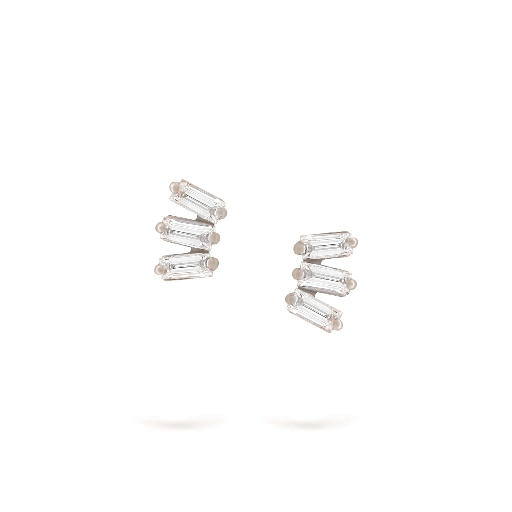 Gilda Jewelry Baguette Studs | Diamond Earrings | 14K Gold - White / Pair: 0.12 Cts. | Cut - earrings Zengoda Shop