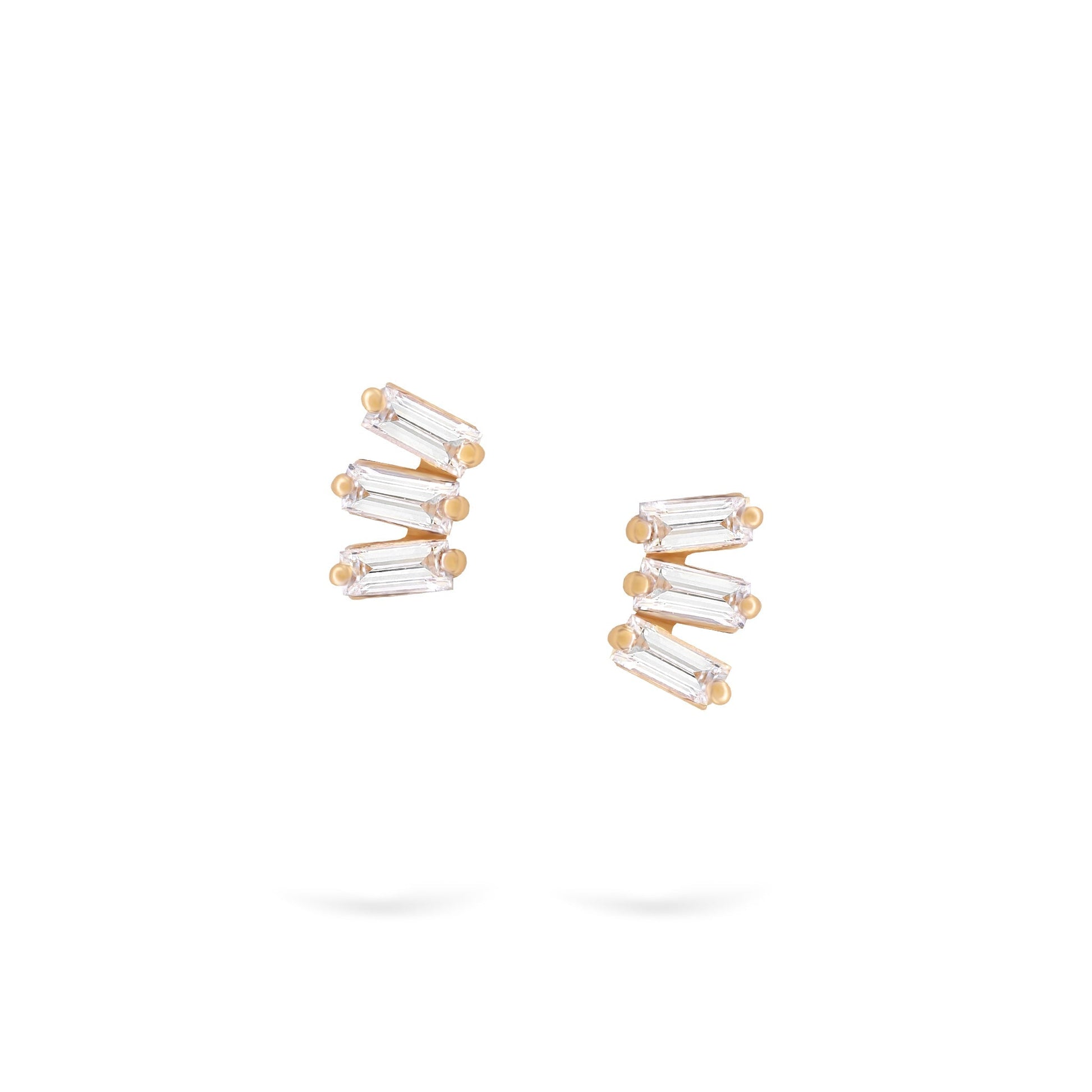 Gilda Jewelry Baguette Studs | Diamond Earrings | 14K Gold - Yellow / Pair: 0.12 Cts. | Cut - earrings Zengoda Shop