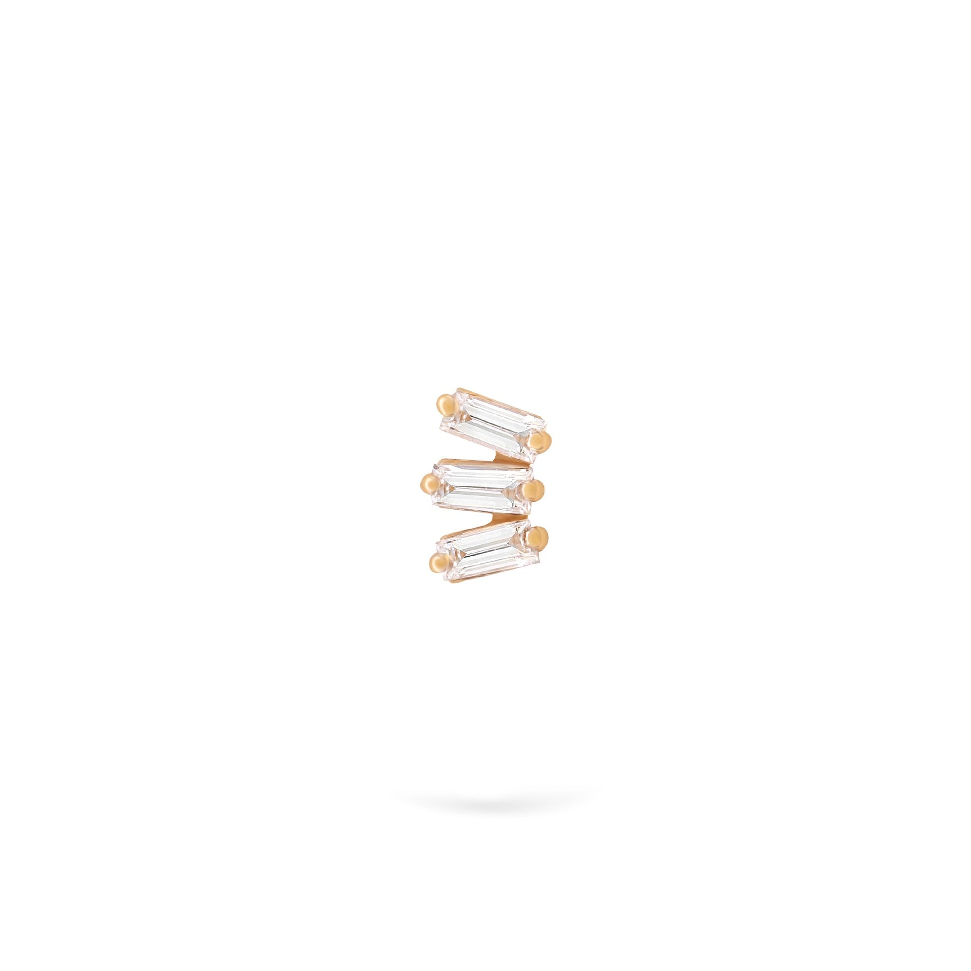 Gilda Jewelry Baguette Studs | Diamond Earrings | 14K Gold - Yellow / Single: 0.06 Cts. | Cut - earrings Zengoda Shop
