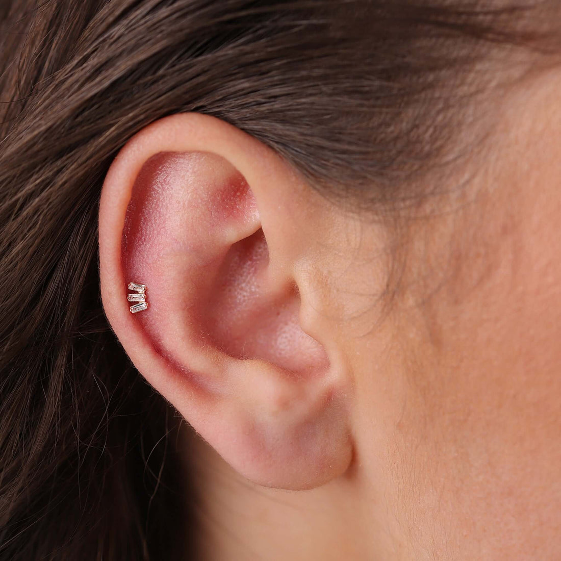 Gilda Jewelry Baguette Studs | Diamond Earrings | 14K Gold - Rose / Single: 0.06 Cts. | Cut - earrings Zengoda Shop