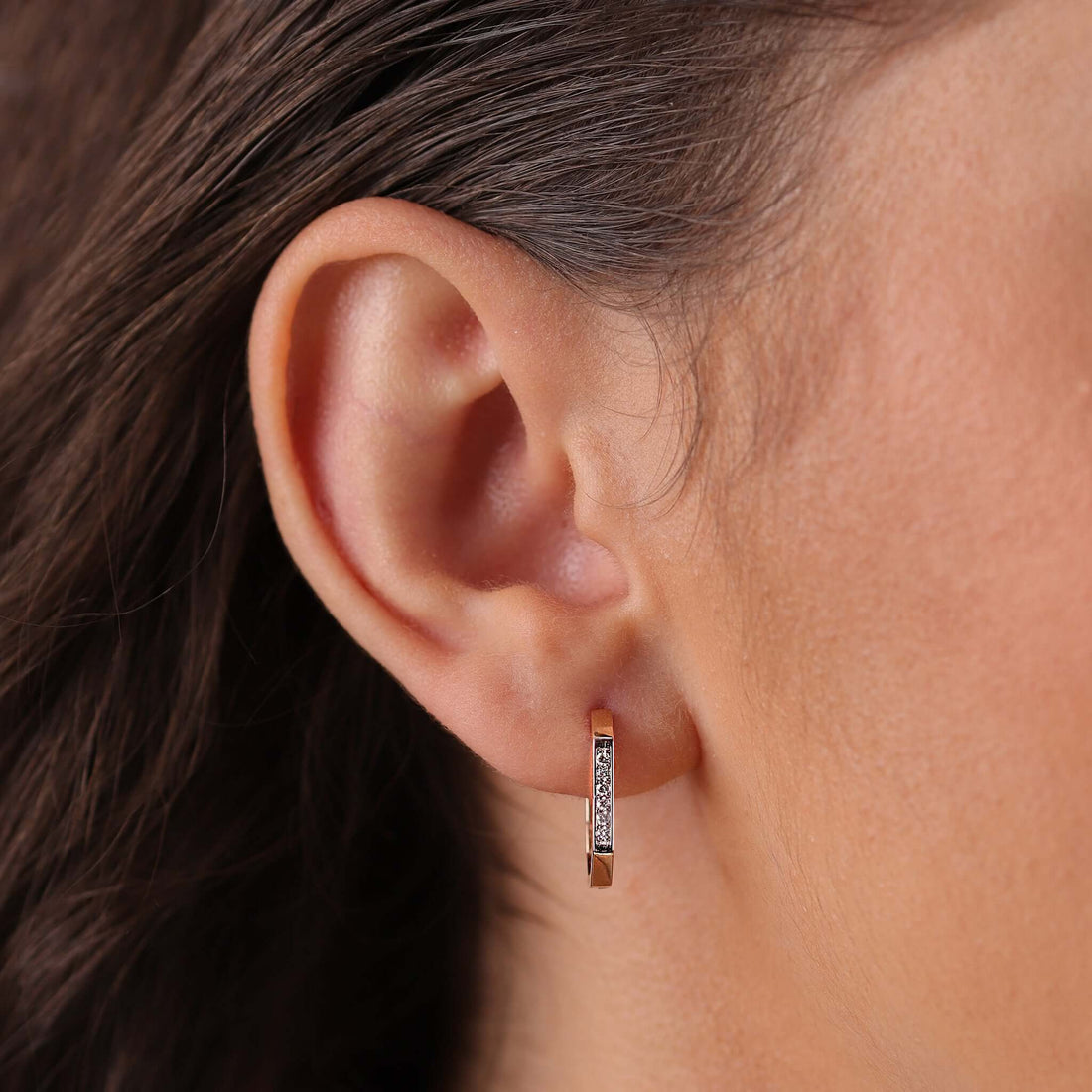 Gilda Jewelry Bold Goldens Diamond Hoops | Earrings | 0.15 Cts. | 14K Gold - Rose / Pair / Diamonds - earring Zengoda