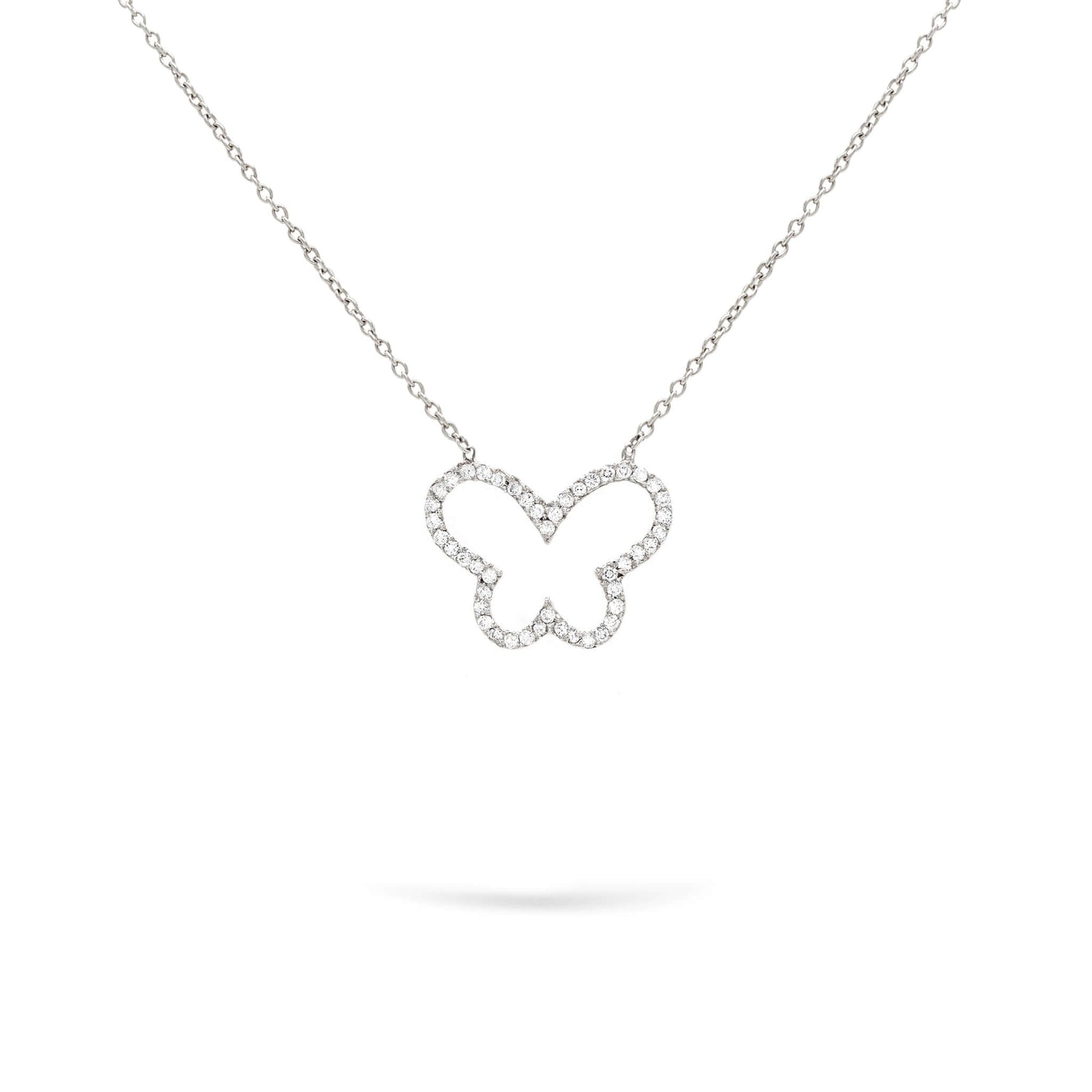 Gilda Jewelry Butterfly | Diamond Pendant | 0.24 Cts. | 18K Gold - White / 40 - 42 Cm / Diamonds - necklace Zengoda