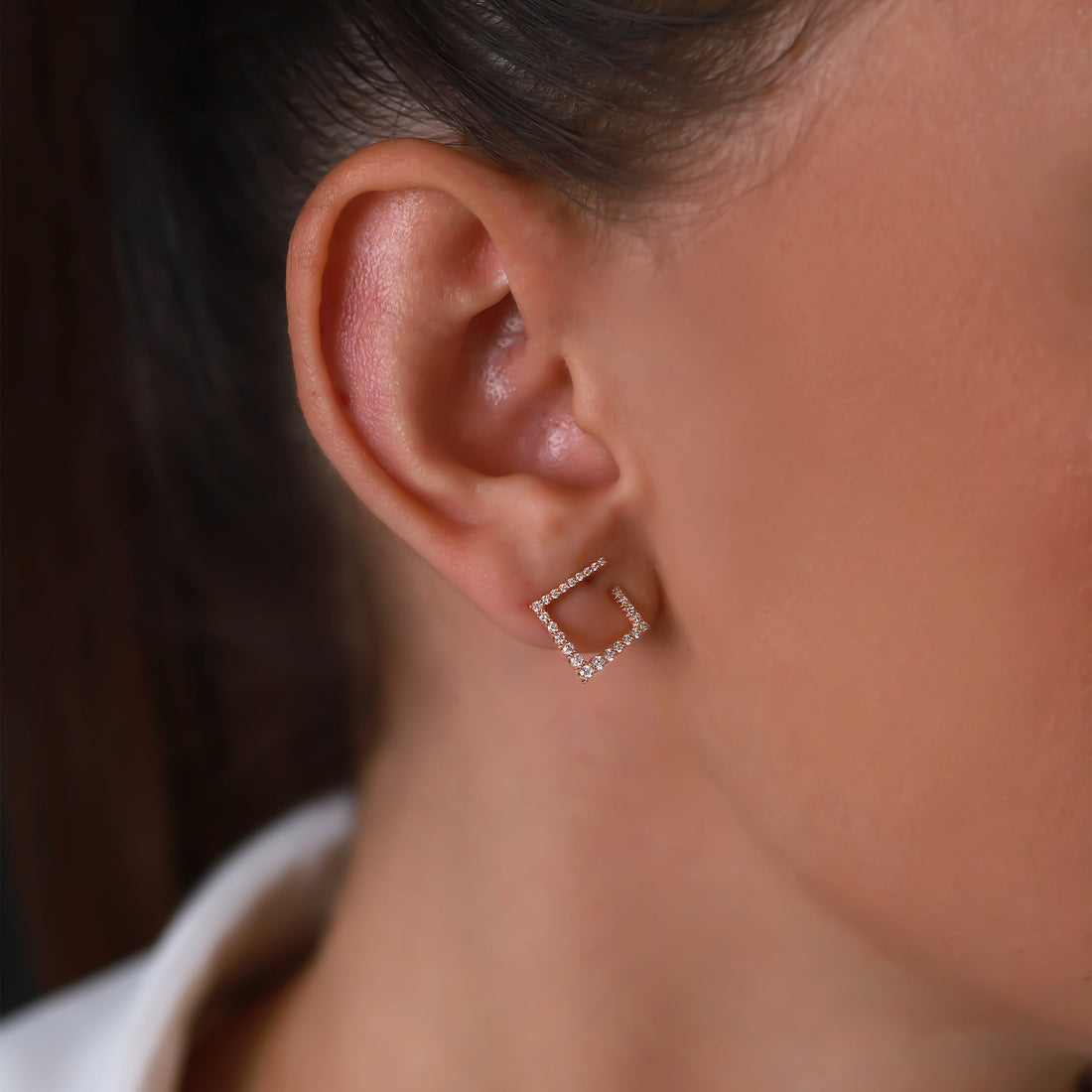 Gilda Jewelry Carrée Hoops | Diamond Earrings | 0.40 Cts. | 14K Gold - Rose / Pair / 0.4 Diamonds - earring Zengoda