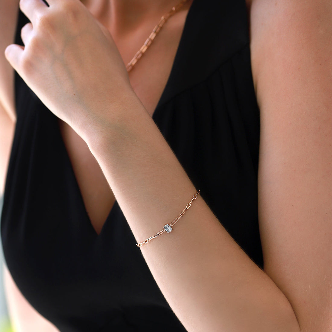 Gilda Jewelry Chains | Diamond Bracelet | 0.17 Cts. | 14K Gold - Rose / 18 cm / Diamonds - bracelet Zengoda Shop online