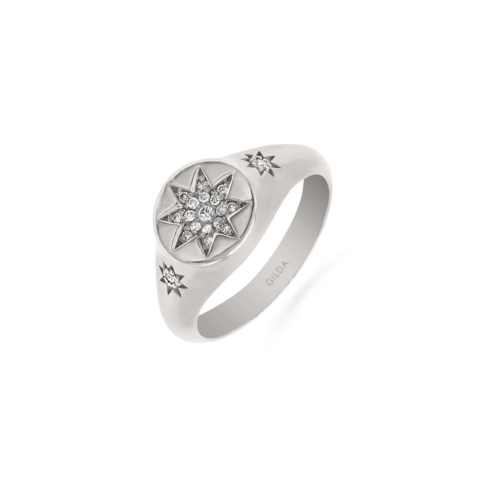 Gilda Jewelry Charming Star | Diamond Ring | 0.08 Cts. | 14K Gold - White / 6 / Diamonds - ring Zengoda Shop online