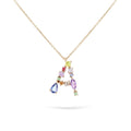 Gilda Jewelry Colorful Initials | Diamond Pendant | 14K Gold - Rose / 40 - 42 Cm / A: 0.03 Cts. + 0.73 Sapphire