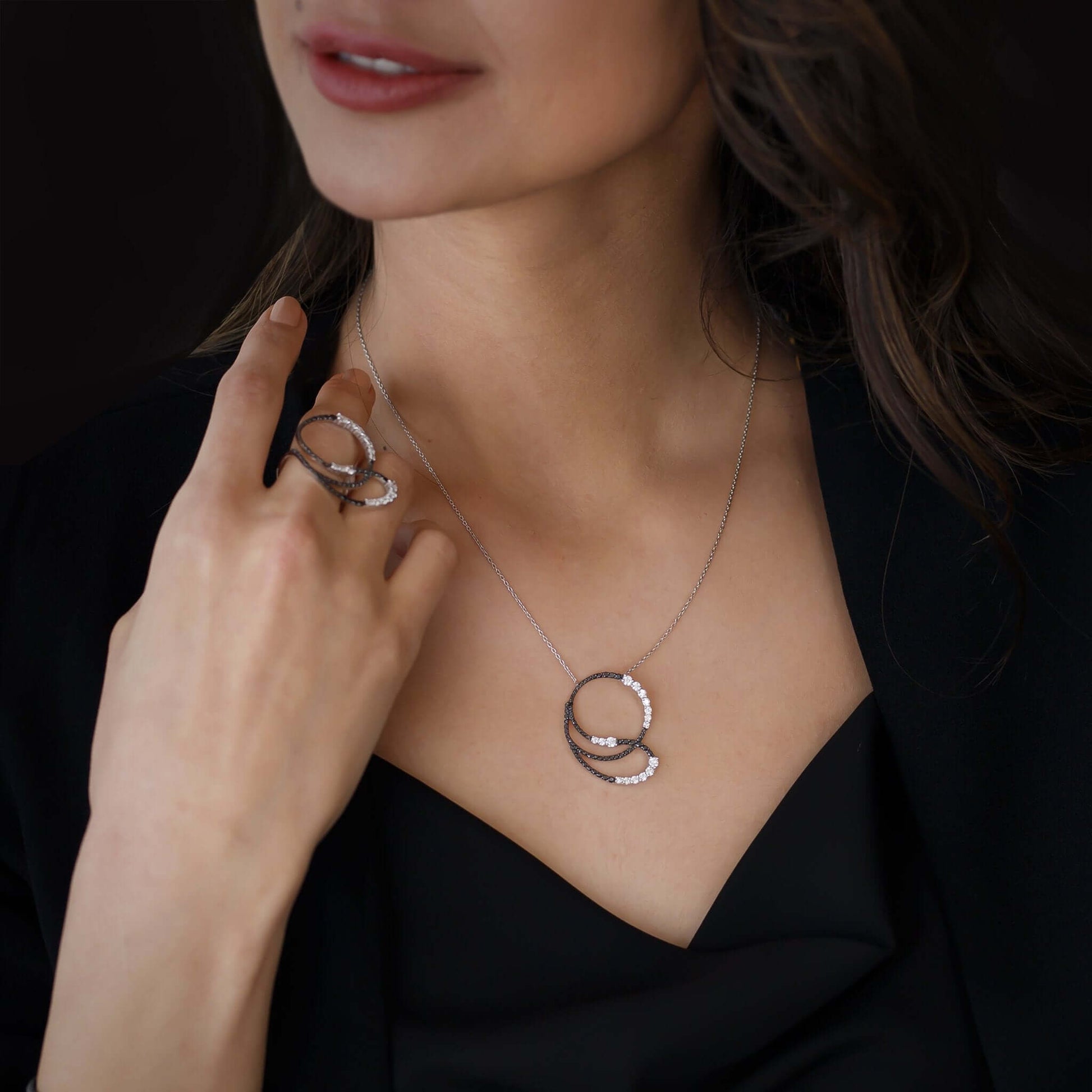Gilda Jewelry Contemporary | Diamond Pendant | 1.35 Cts. | 14K Gold - White / 40 - 42 Cm / Diamonds - necklace Zengoda