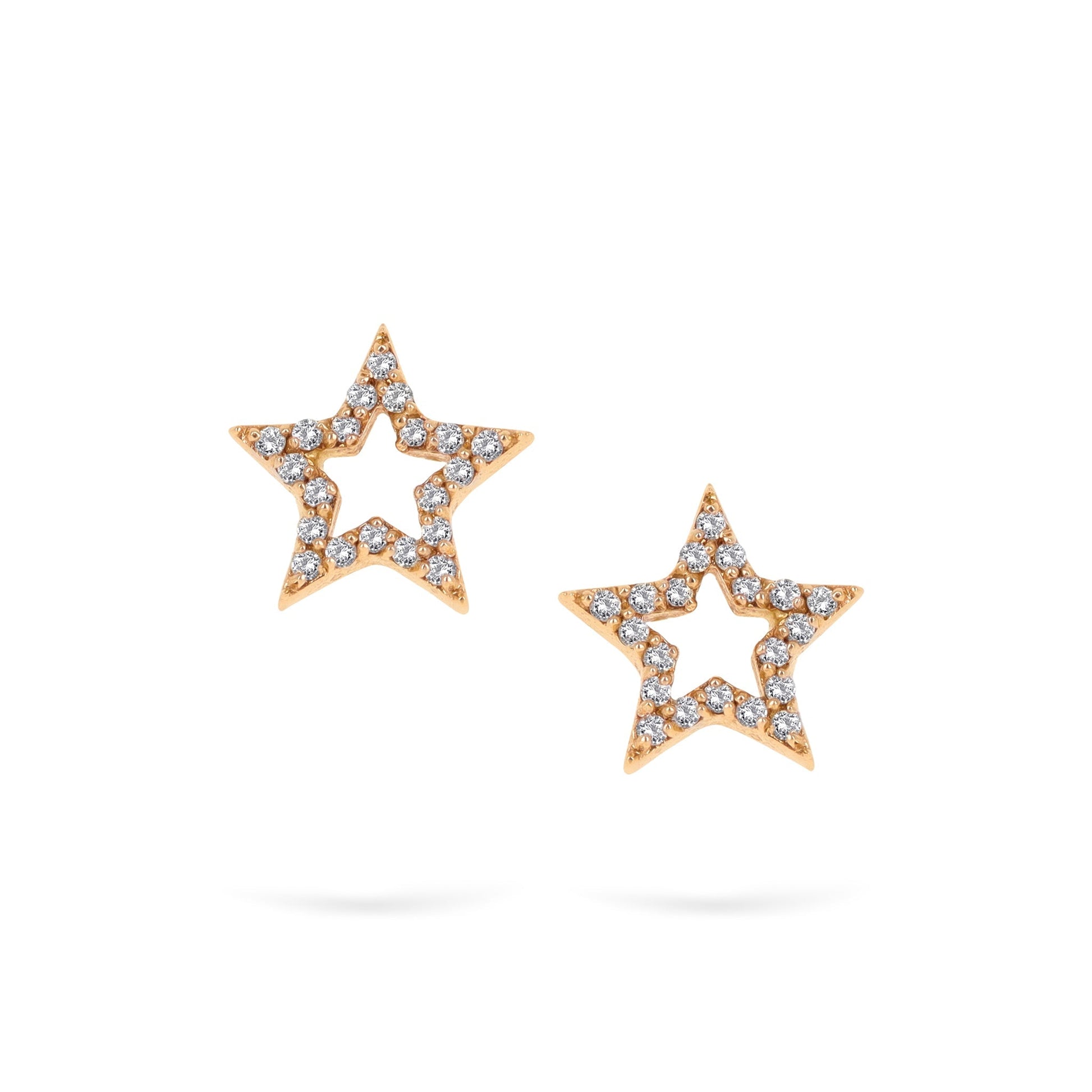 Jewelry Cute Stars | Diamond Earrings | 0.17 Cts. | 14K Gold - Yellow / Pair: | Round Cut - earring Zengoda Shop