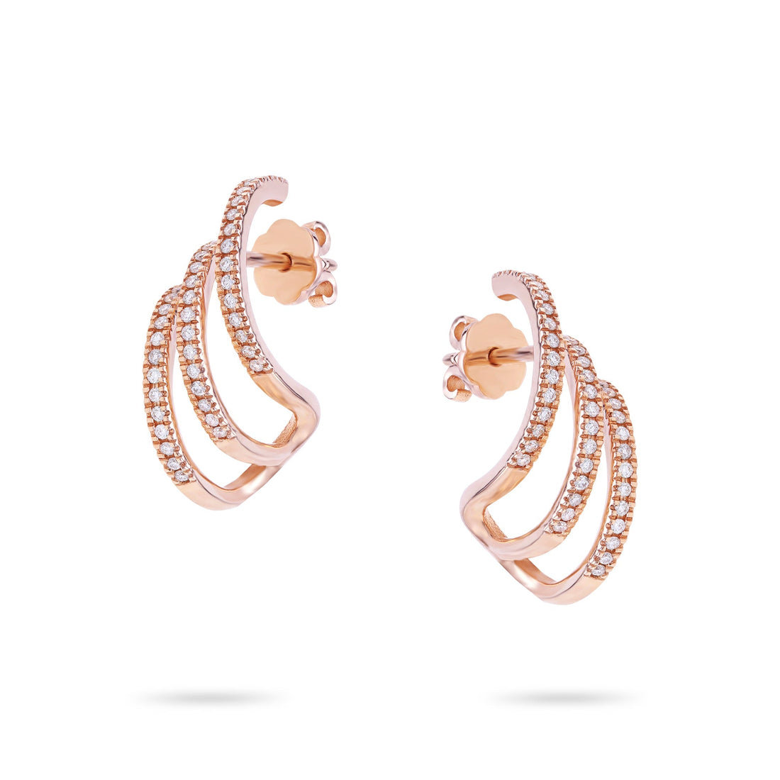 Jewelry Diamond Ear Cuffs | Earrings | 0.35 Cts. | 14K Gold - Rose / Pair / Diamonds - earring Zengoda Shop
