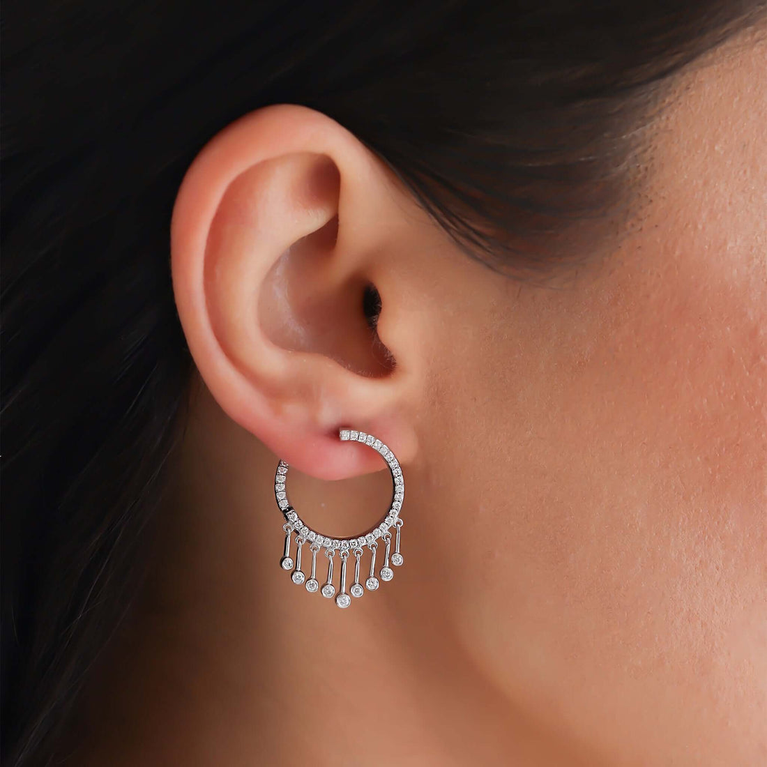 Gilda Jewelry Cha | Diamond Earrings | 0.57 Cts. | 14K Gold - White / Pair / Diamonds - earring Zengoda Shop online
