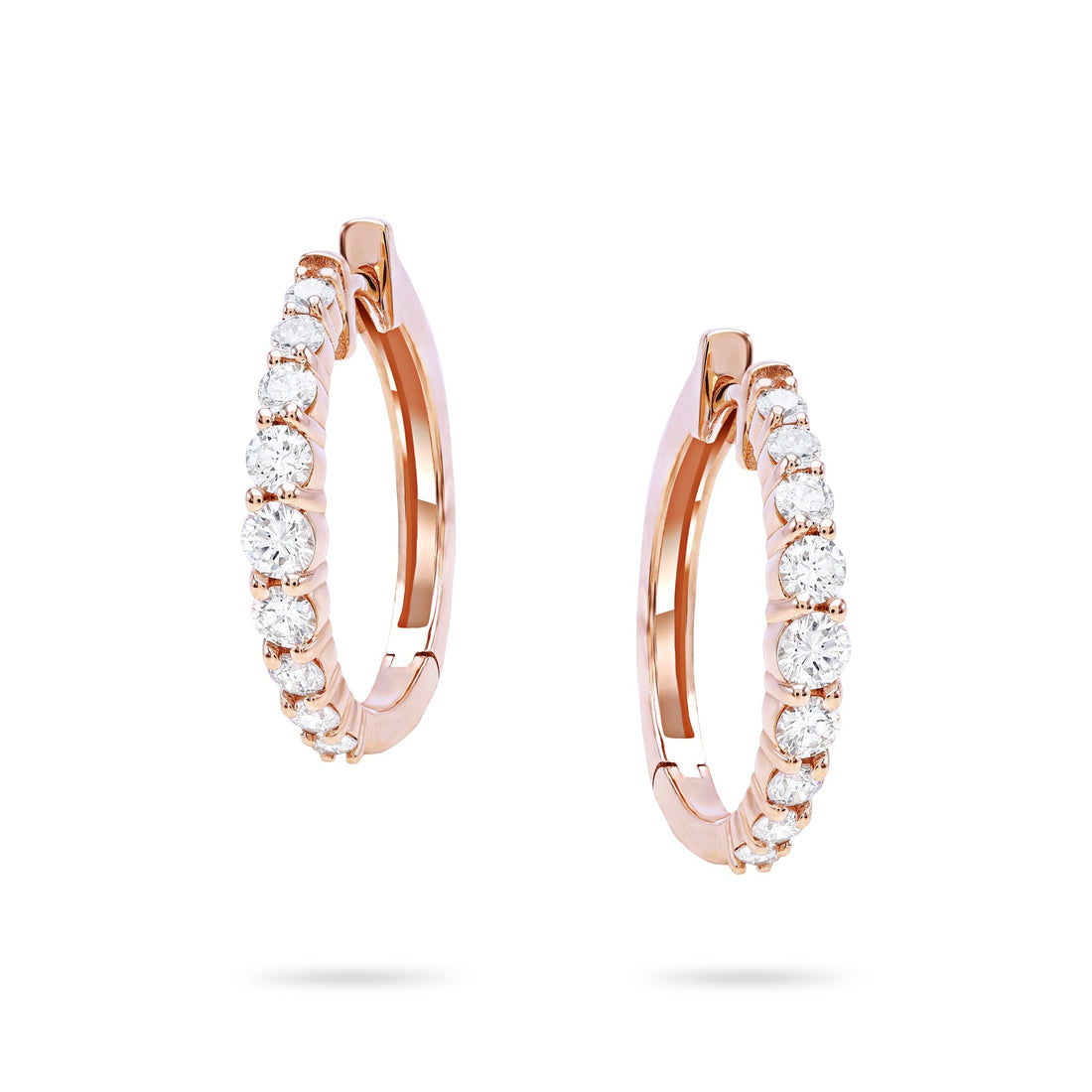 Jewelry Diamond Hoops | Earrings | 1.24 Cts. | 14K Gold - Rose / Pair / Diamonds - earring Zengoda Shop online