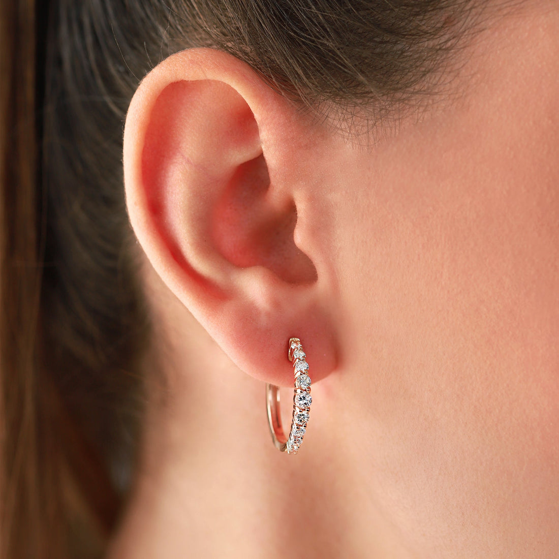 Jewelry Diamond Hoops | Earrings | 1.24 Cts. | 14K Gold - Rose / Pair / Diamonds - earring Zengoda Shop online