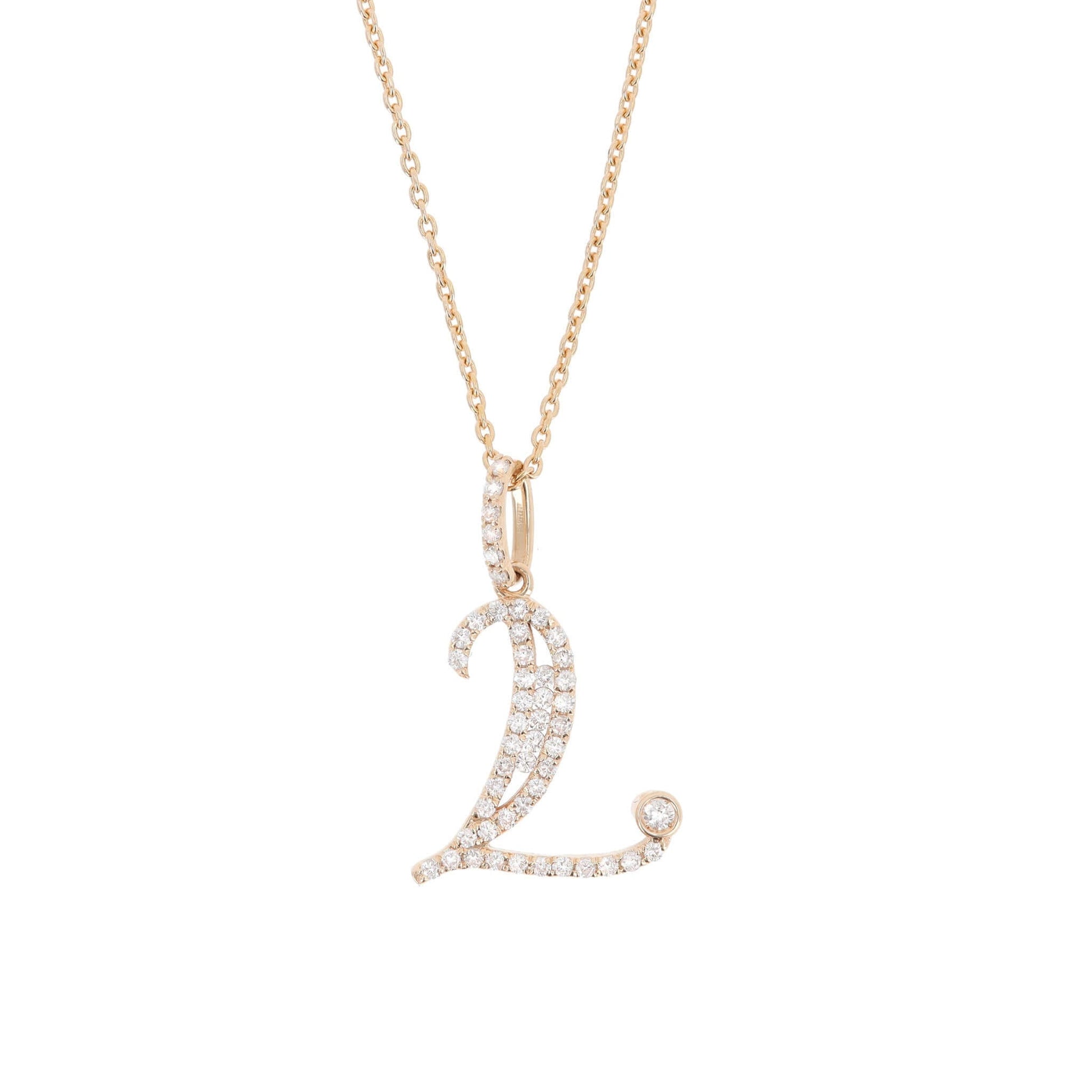 Jewelry Diamond Initials | Large Pendant | 0.31 Cts. | 14K Gold - Rose / 40 - 42 Cm / L: - necklace Zengoda Shop