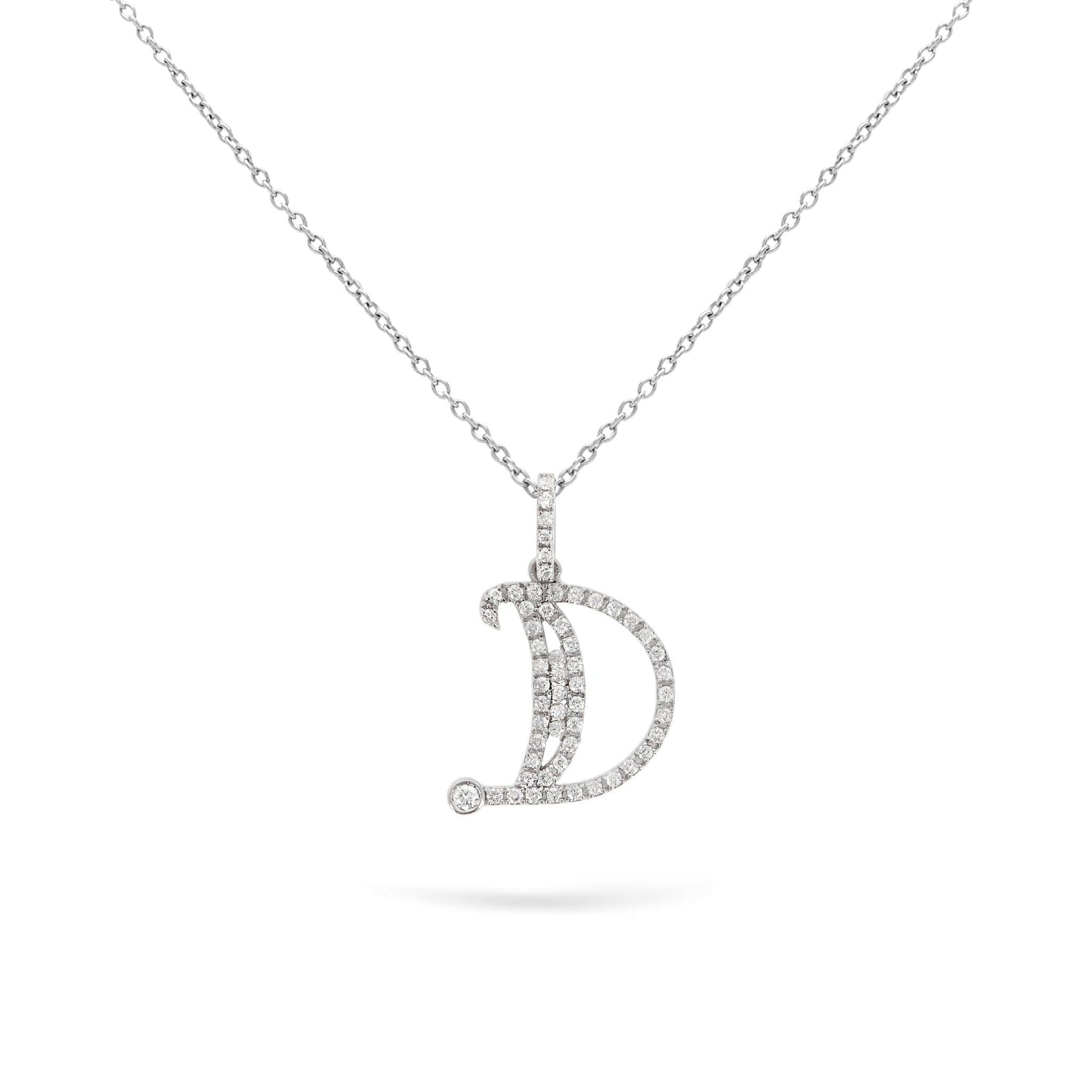Jewelry Diamond Initials | Large Pendant | 0.31 Cts. | 14K Gold - White / 40 - 42 Cm / D: 0.3 - necklace Zengoda