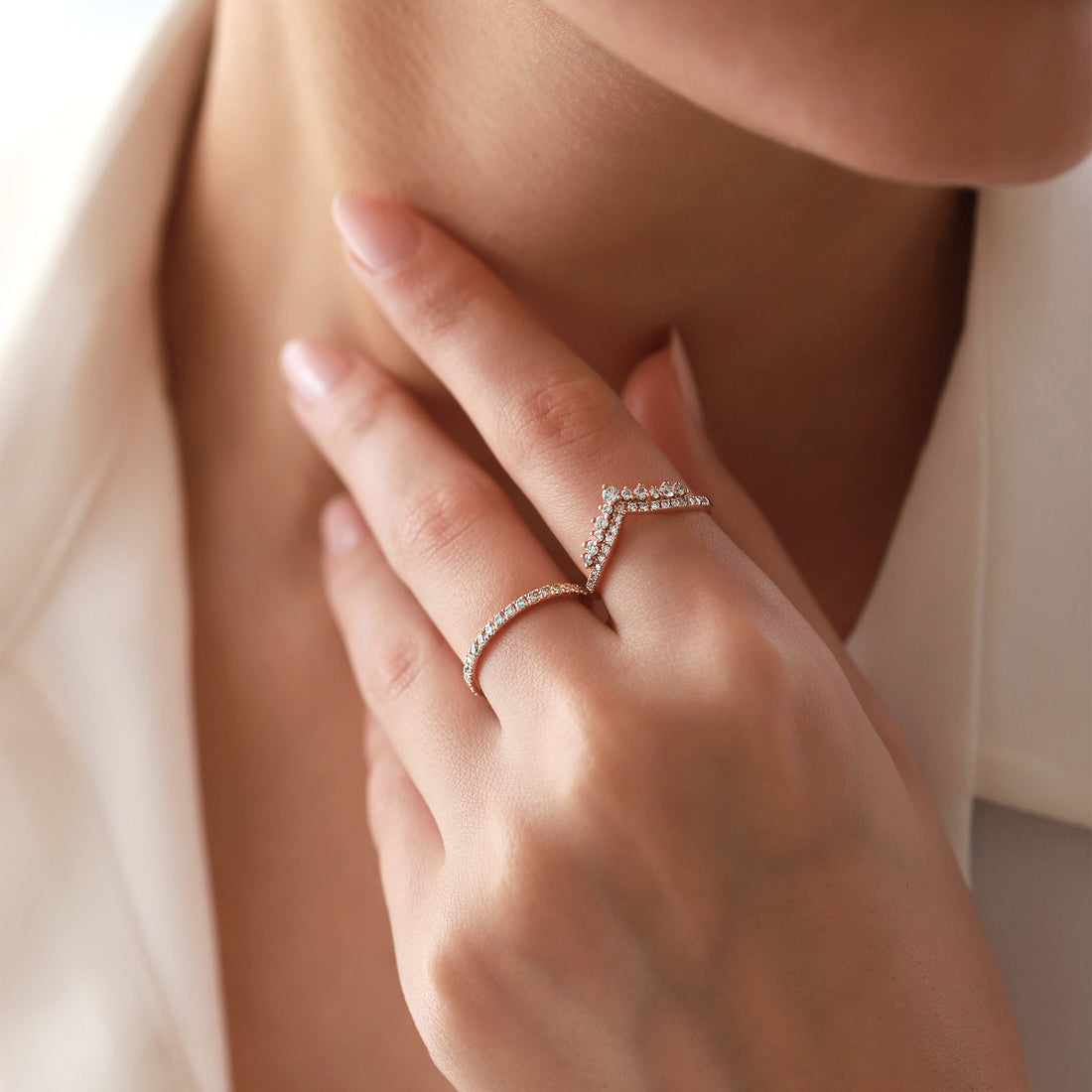 Jewelry Eternity Bands | Diamond Engagement Ring | 0.56 Cts. | 14K Gold - Rose / 6 / Diamonds - ring Zengoda Shop