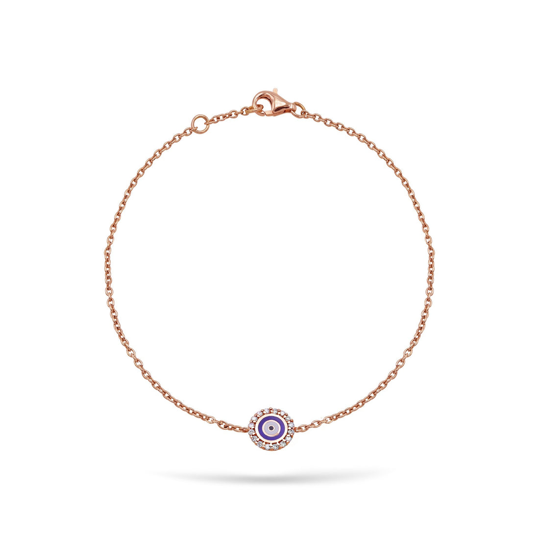 Jewelry Evil Eye | Diamond Bracelet | 0.12 Cts. | 14K Gold - Rose / 18 cm / Diamonds - bracelet Zengoda Shop