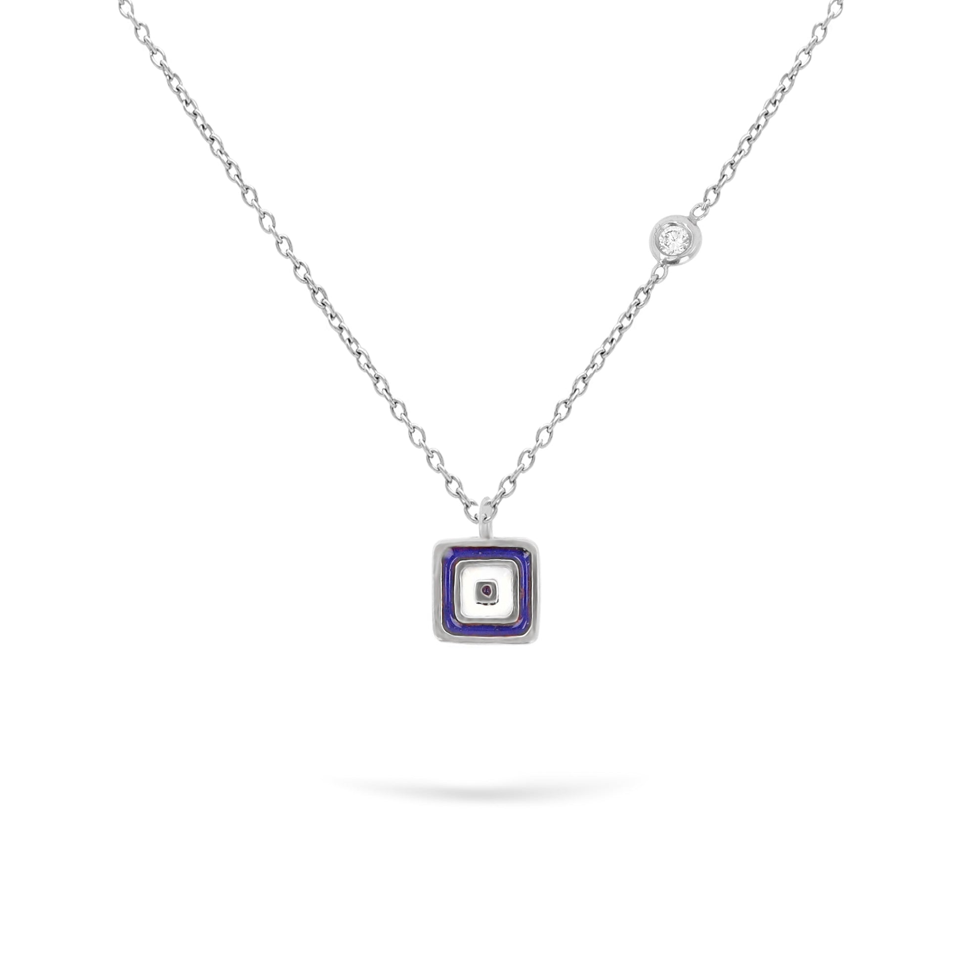 Jewelry Evil Eye | Diamond Pendant | 0.02 Cts. | 14K Gold - White / 40 - 42 Cm / Diamonds - necklace Zengoda Shop
