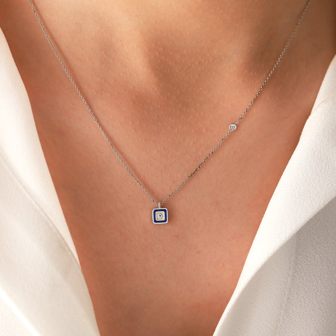 Jewelry Evil Eye | Diamond Pendant | 0.02 Cts. | 14K Gold - Rose / 40 - 42 Cm / Diamonds - necklace Zengoda Shop