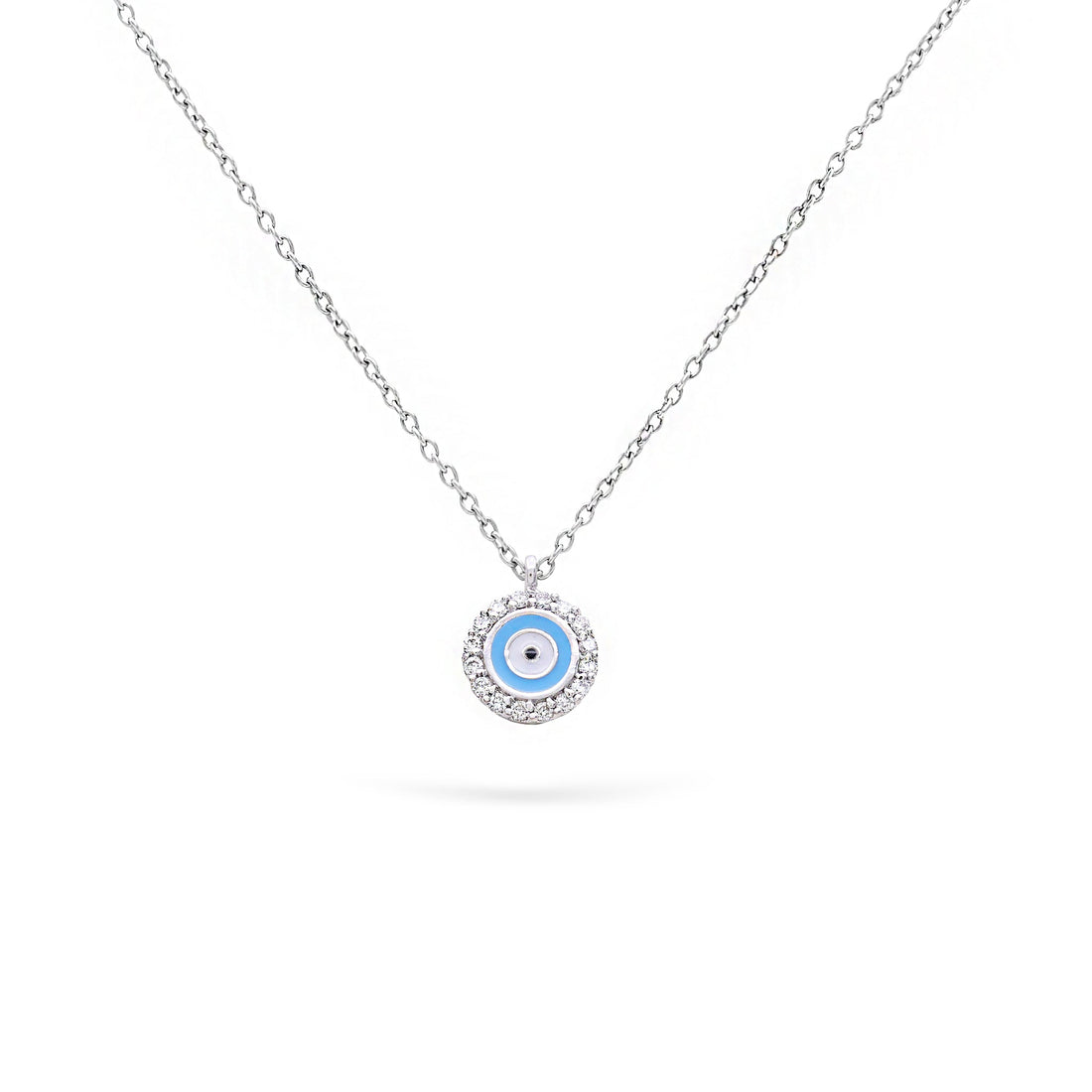 Jewelry Evil Eye | Diamond Pendant | 0.12 Cts. | 14K Gold - White / 40 - 42 Cm / Diamonds - necklace Zengoda Shop