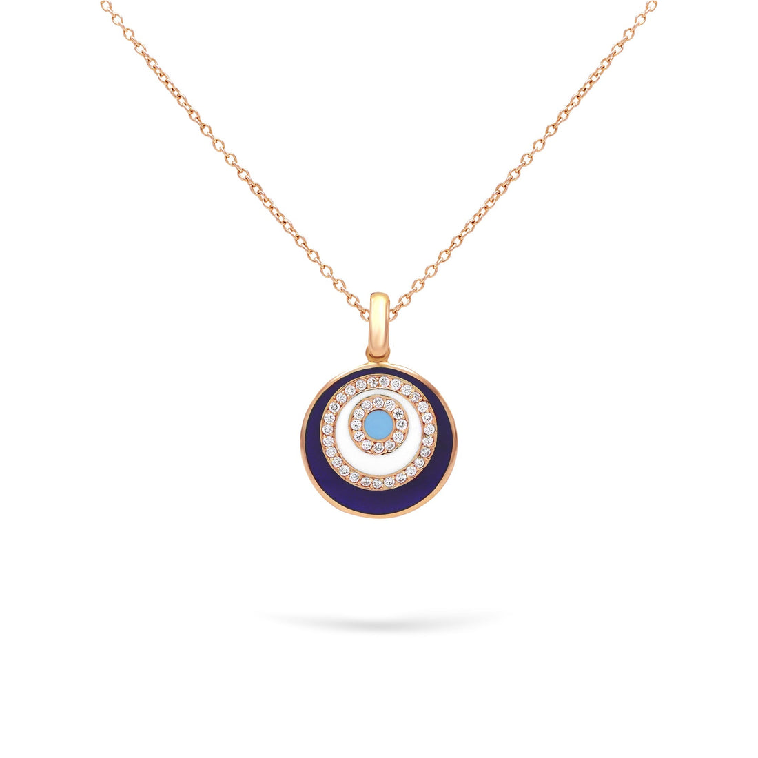 Jewelry Evil Eye | Diamond Pendant | 0.14 Cts. | 18K Gold - 14K Rose / 40 - 42 Cm / Diamonds - necklace Zengoda