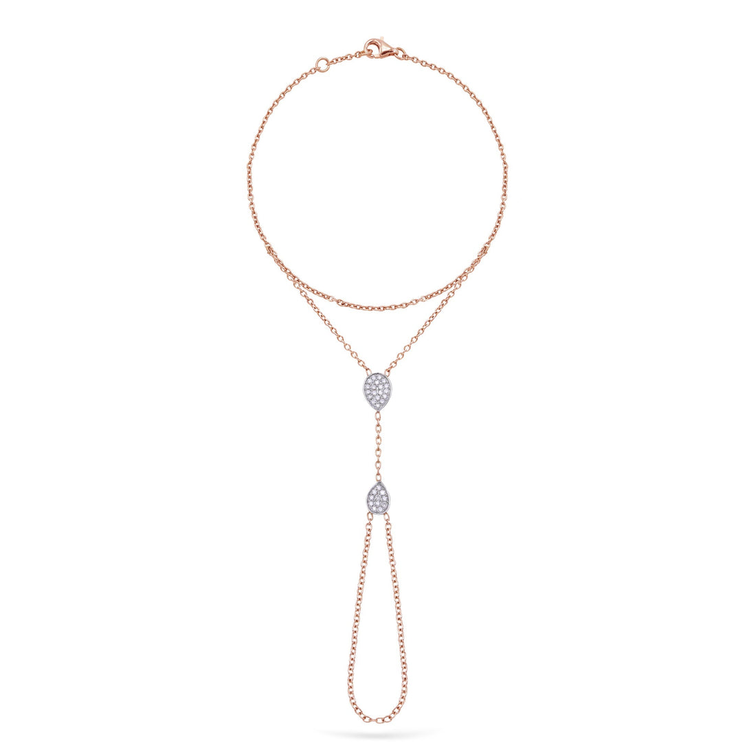 Jewelry Exquisites | Diamond Hand Chain | 0.25 Cts. | 14K Gold - Rose / Standard / Diamonds - bracelet Zengoda