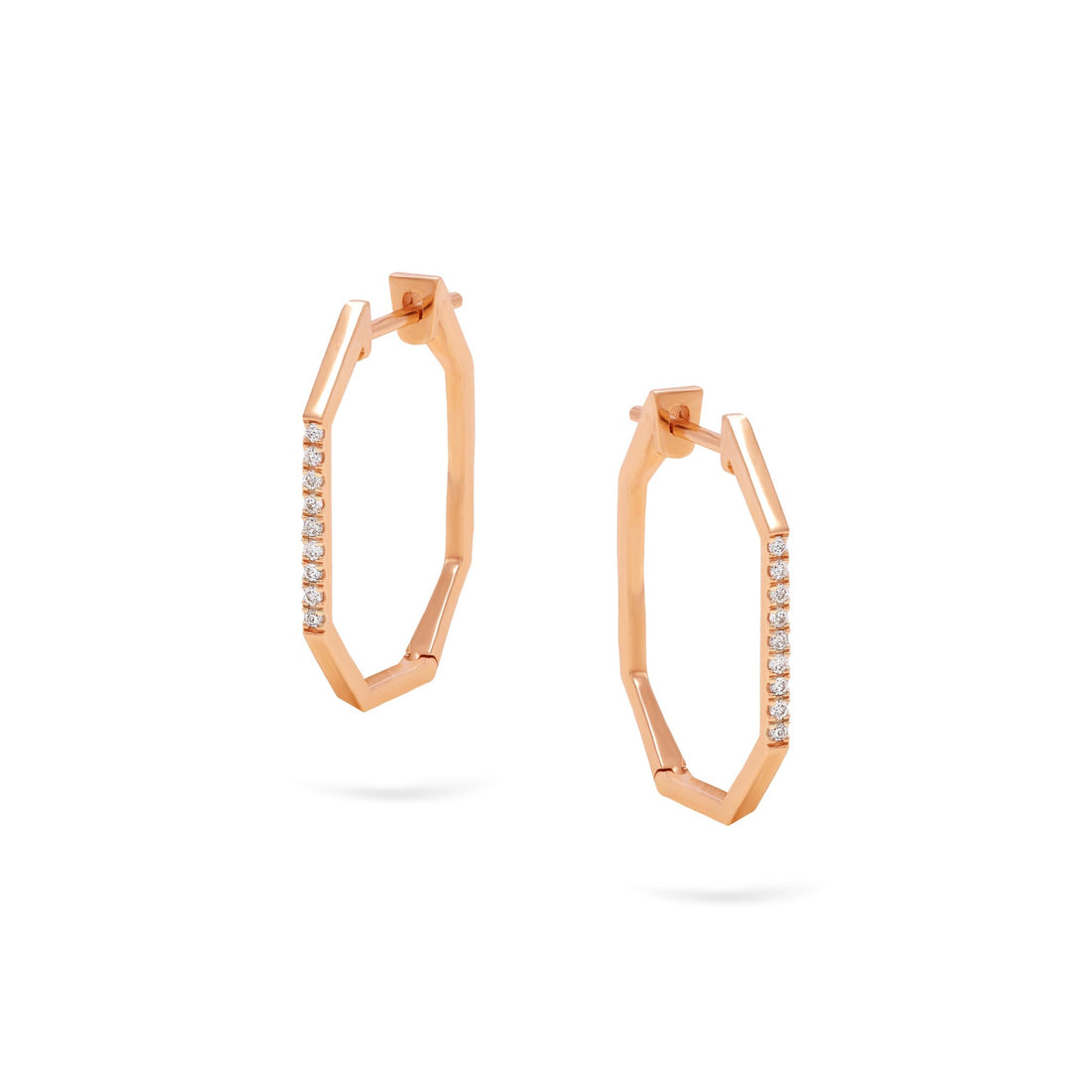 Jewelry Goldens Diamond Hoops | Earrings | 0.13 Cts. | 14K Gold - Rose / Pair / Diamonds - earring Zengoda Shop