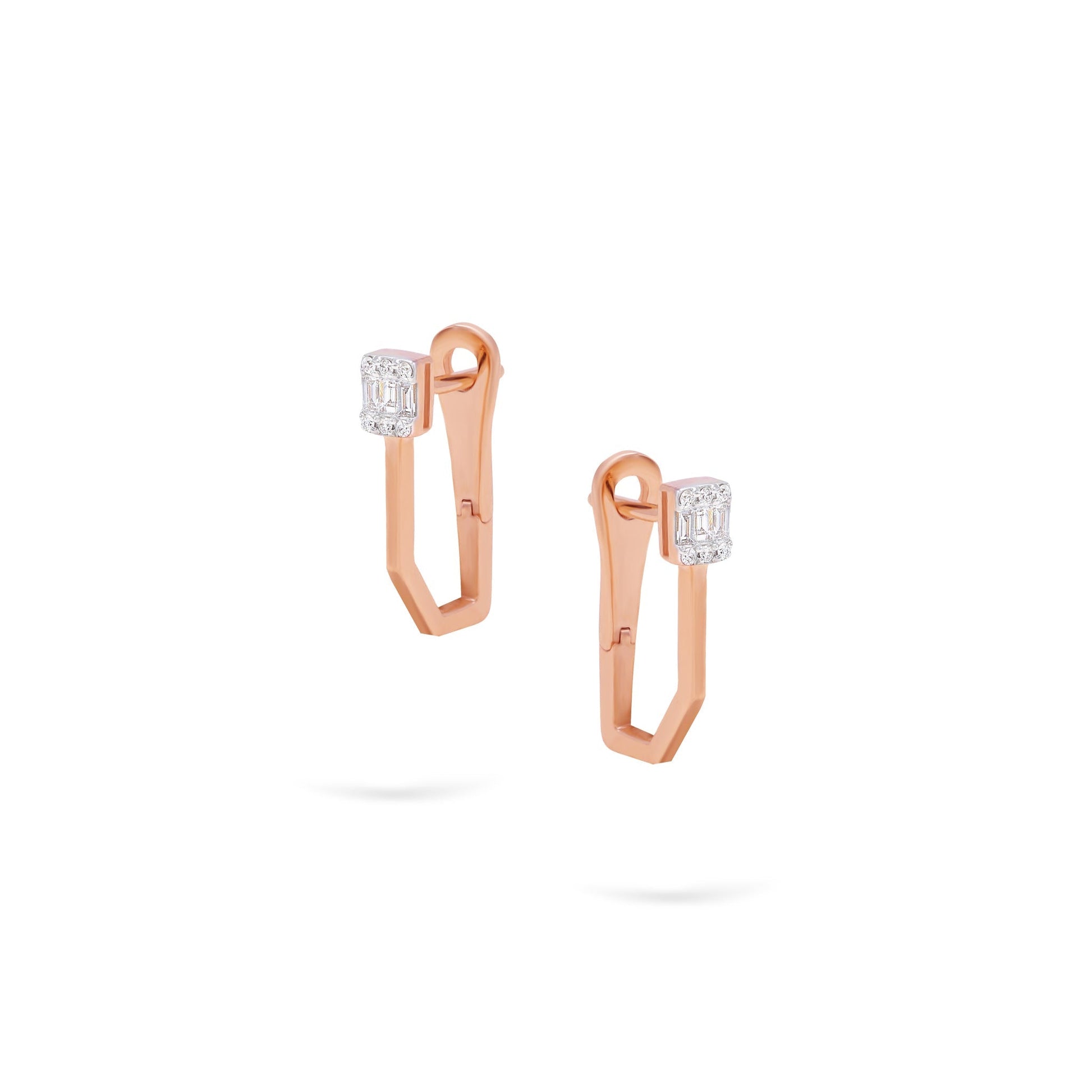 Jewelry Goldens Diamond Hoops | Earrings | 0.14 Cts. | 14K Gold - Rose / Pair / Diamonds - earring Zengoda Shop