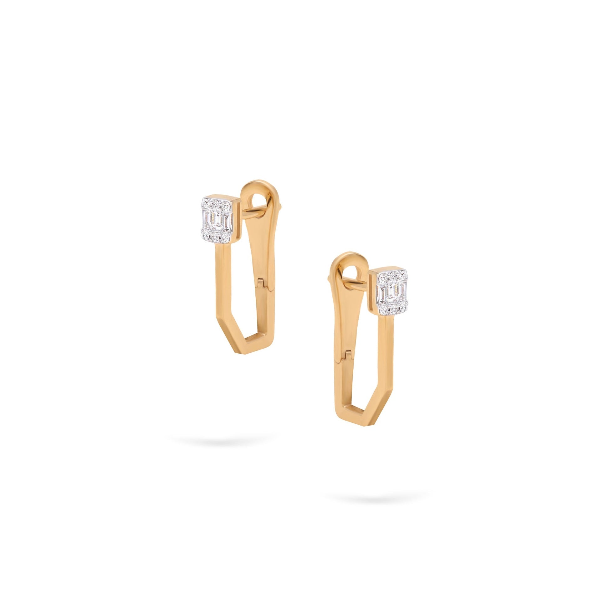 Jewelry Goldens Diamond Hoops | Earrings | 0.14 Cts. | 14K Gold - Yellow / Pair / Diamonds - earring Zengoda Shop