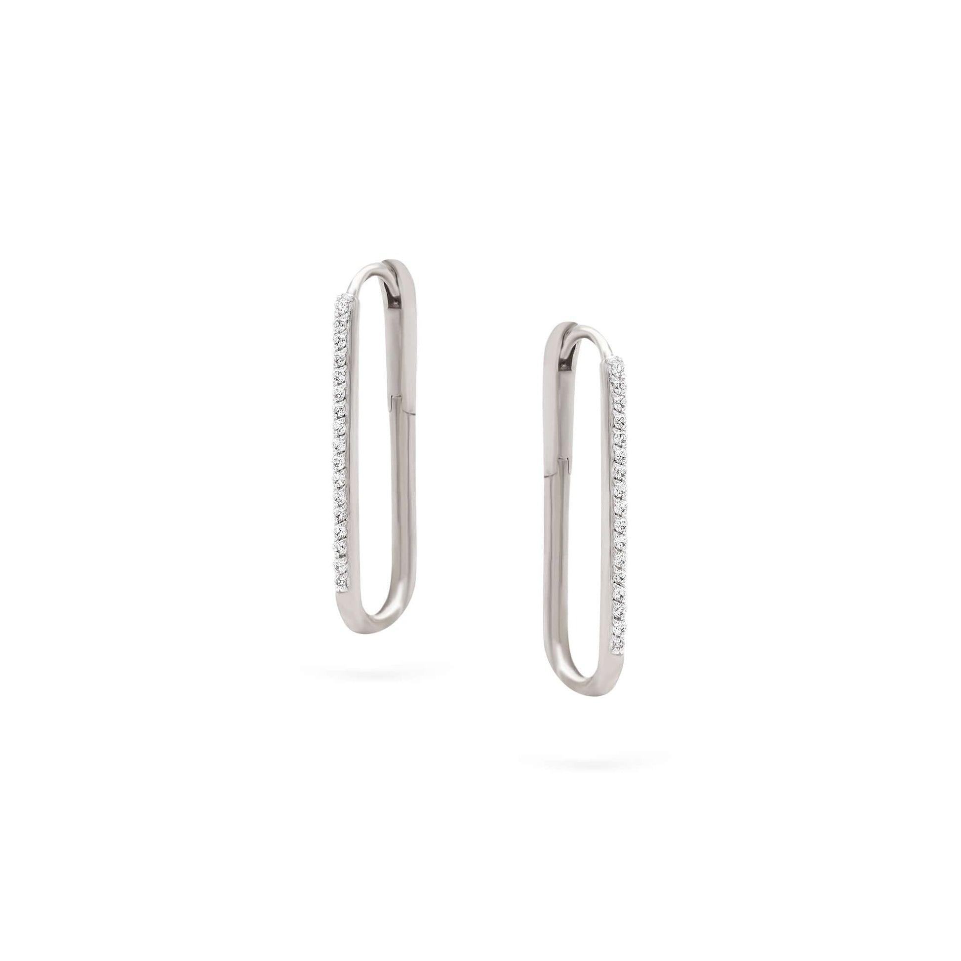 Jewelry Goldens Hoops | Large Diamond Earrings | 0.2 Cts. | 14K Gold - White / Pair / Diamonds - earring Zengoda