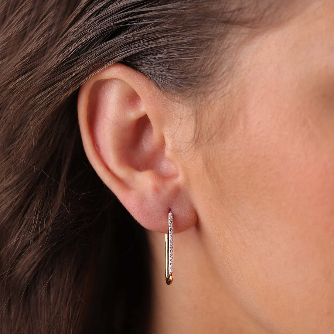 Jewelry Goldens Hoops | Large Diamond Earrings | 0.2 Cts. | 14K Gold - Rose / Pair / Diamonds - earring Zengoda