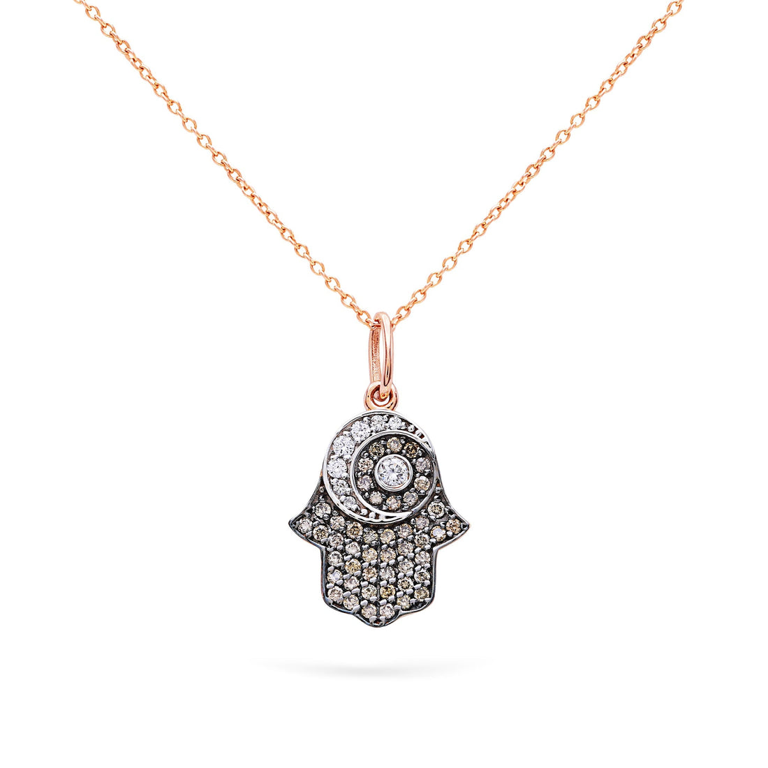 Jewelry Hamsa | Diamond Pendant | 0.33 Cts. | 14K Gold - Rose / 40 - 42 Cm / necklace Zengoda Shop online from