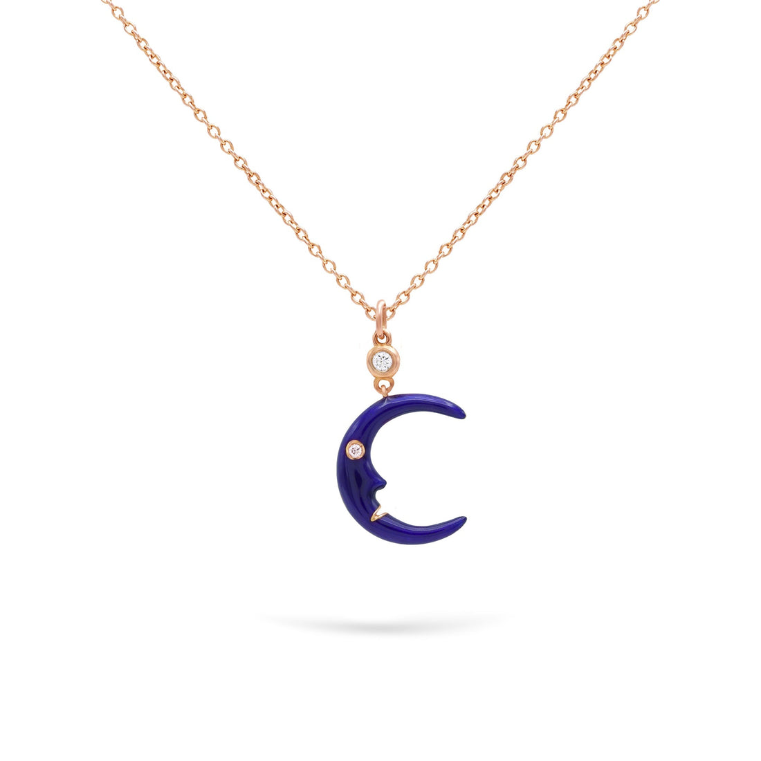 Jewelry The Happy Moon | Diamond Pendant | 0.03 Cts. | 18K Gold - Rose / 40 - 42 Cm / Diamonds - necklace Zengoda
