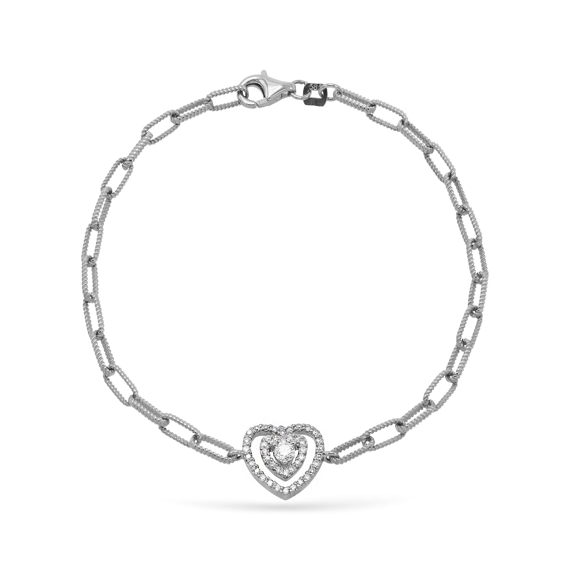 Jewelry Hearts | Diamond Bracelet | 0.39 Cts. | 18K Gold - White / 18 cm / Diamonds - bracelet Zengoda Shop