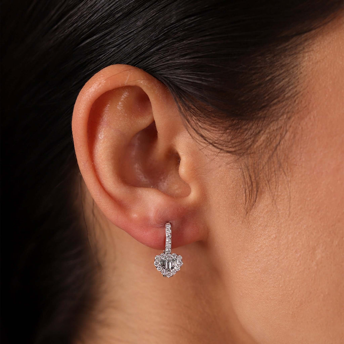 Jewelry Hearts | Diamond Earrings | 0.71 Cts. | 14K Gold - White / Pair / Diamonds - earring Zengoda Shop online