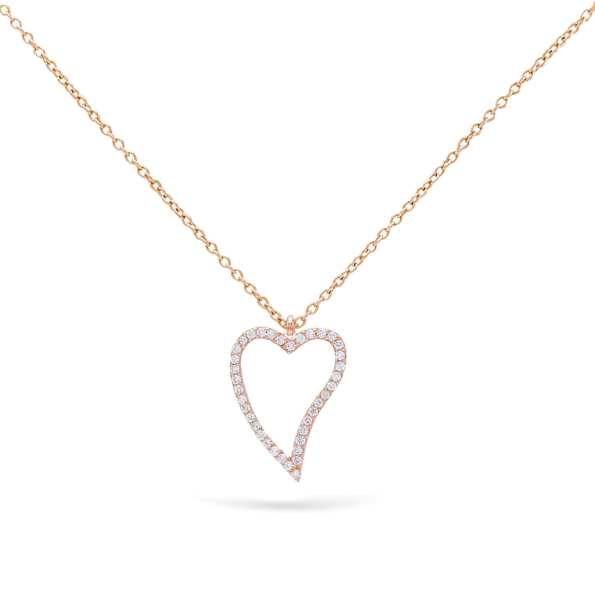 Jewelry Hearts | Diamond Pendant | 0.18 Cts. | 18K Gold - Rose / 40 - 42 Cm / Diamonds - necklace Zengoda Shop