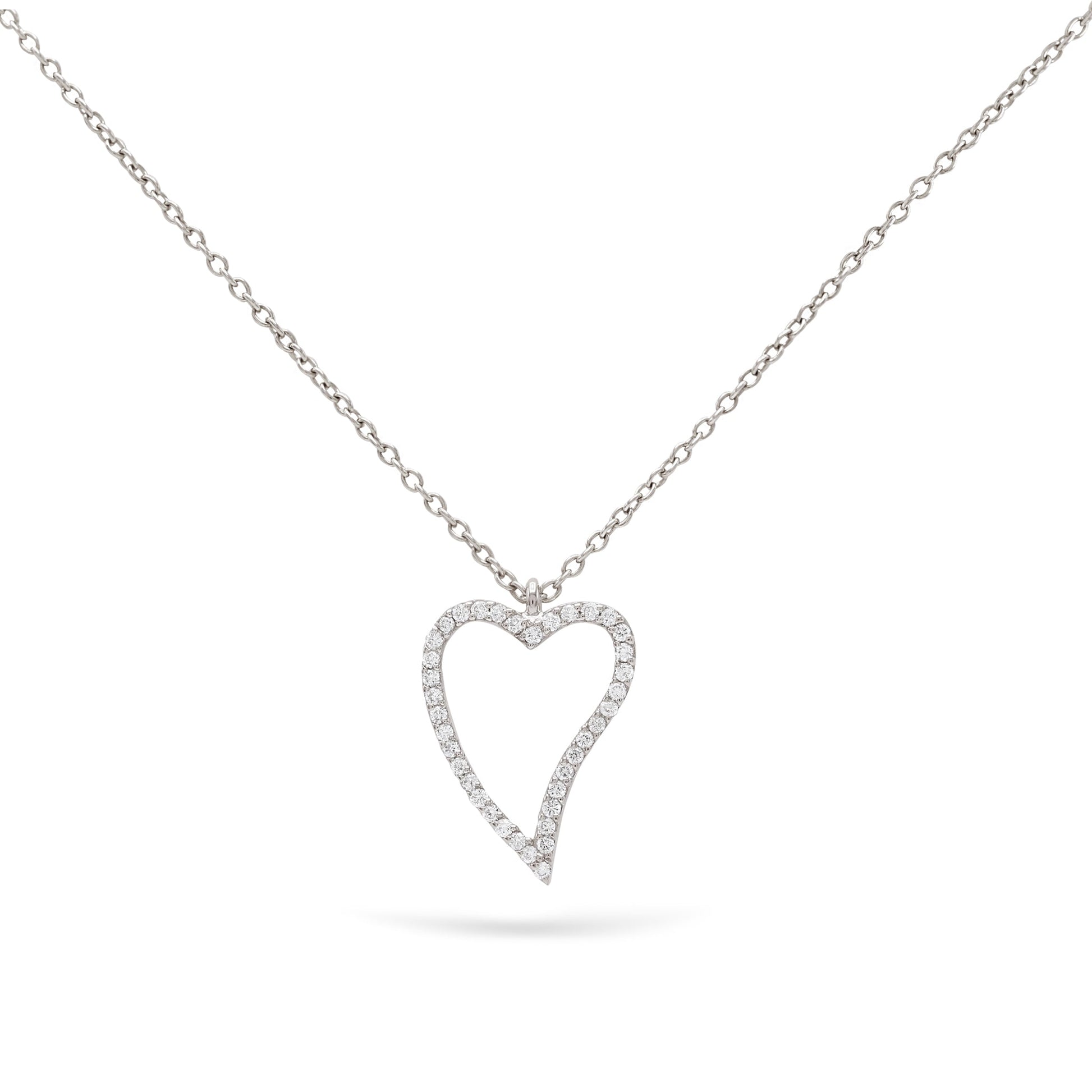 Jewelry Hearts | Diamond Pendant | 0.18 Cts. | 18K Gold - White / 40 - 42 Cm / Diamonds - necklace Zengoda Shop