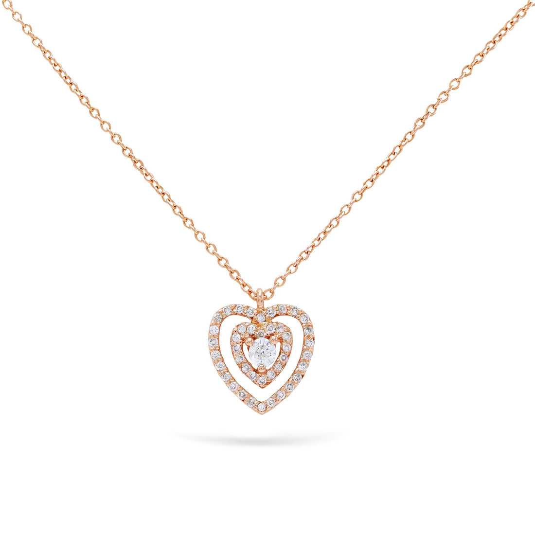 Jewelry Hearts | Diamond Pendant | 0.39 Cts. | 18K Gold - Rose / 40 - 42 Cm / Diamonds - necklace Zengoda Shop