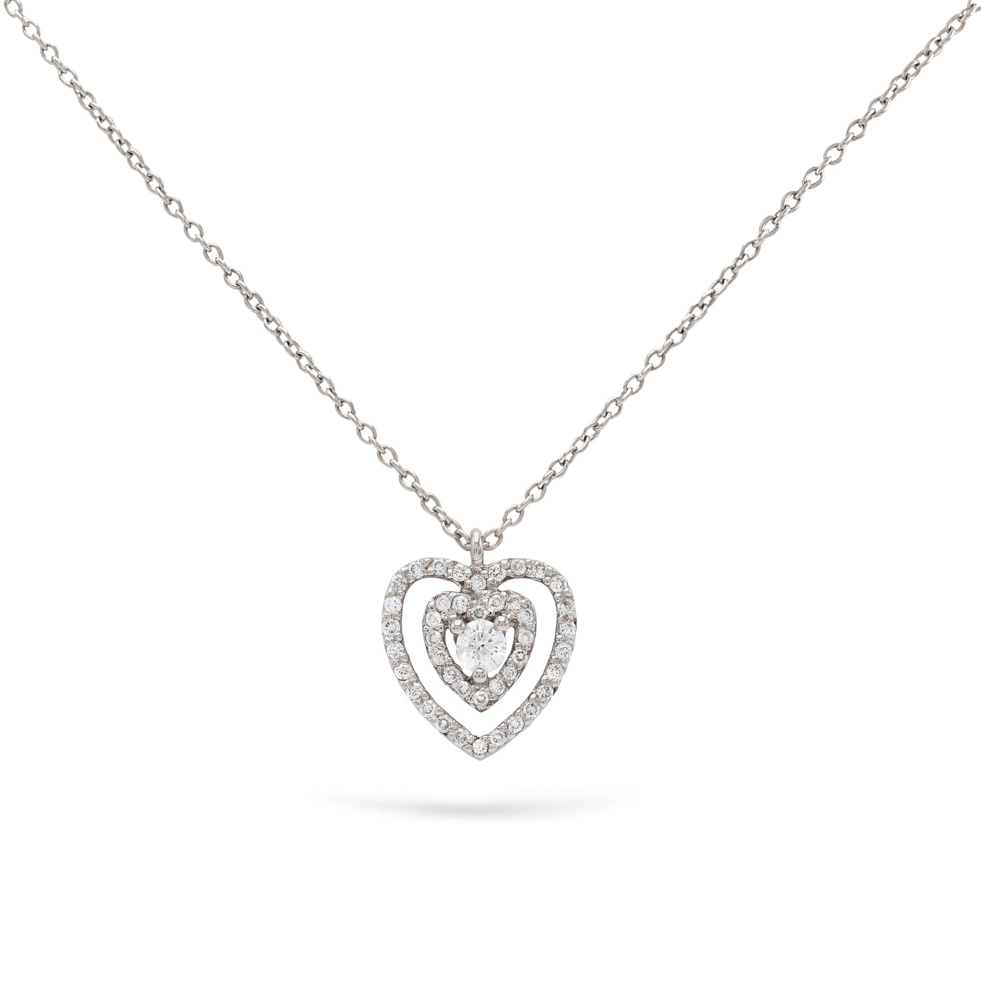 Jewelry Hearts | Diamond Pendant | 0.39 Cts. | 18K Gold - White / 40 - 42 Cm / Diamonds - necklace Zengoda Shop