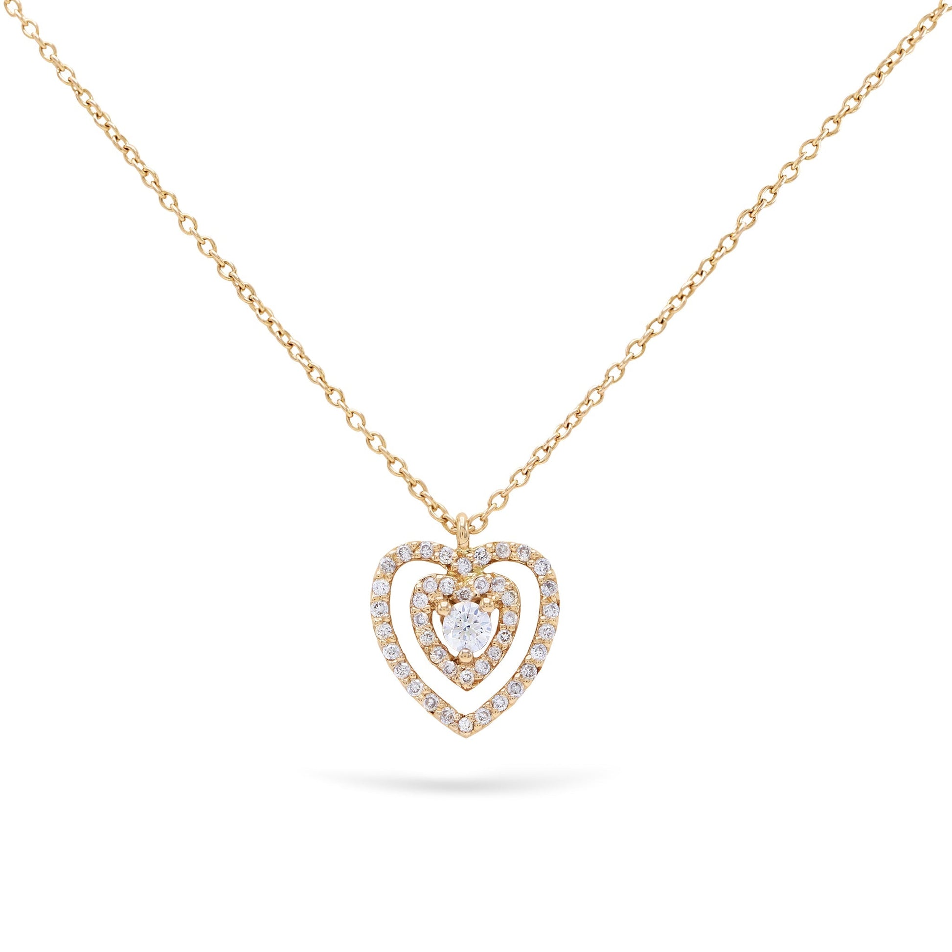 Jewelry Hearts | Diamond Pendant | 0.39 Cts. | 18K Gold - Yellow / 40 - 42 Cm / Diamonds - necklace Zengoda Shop