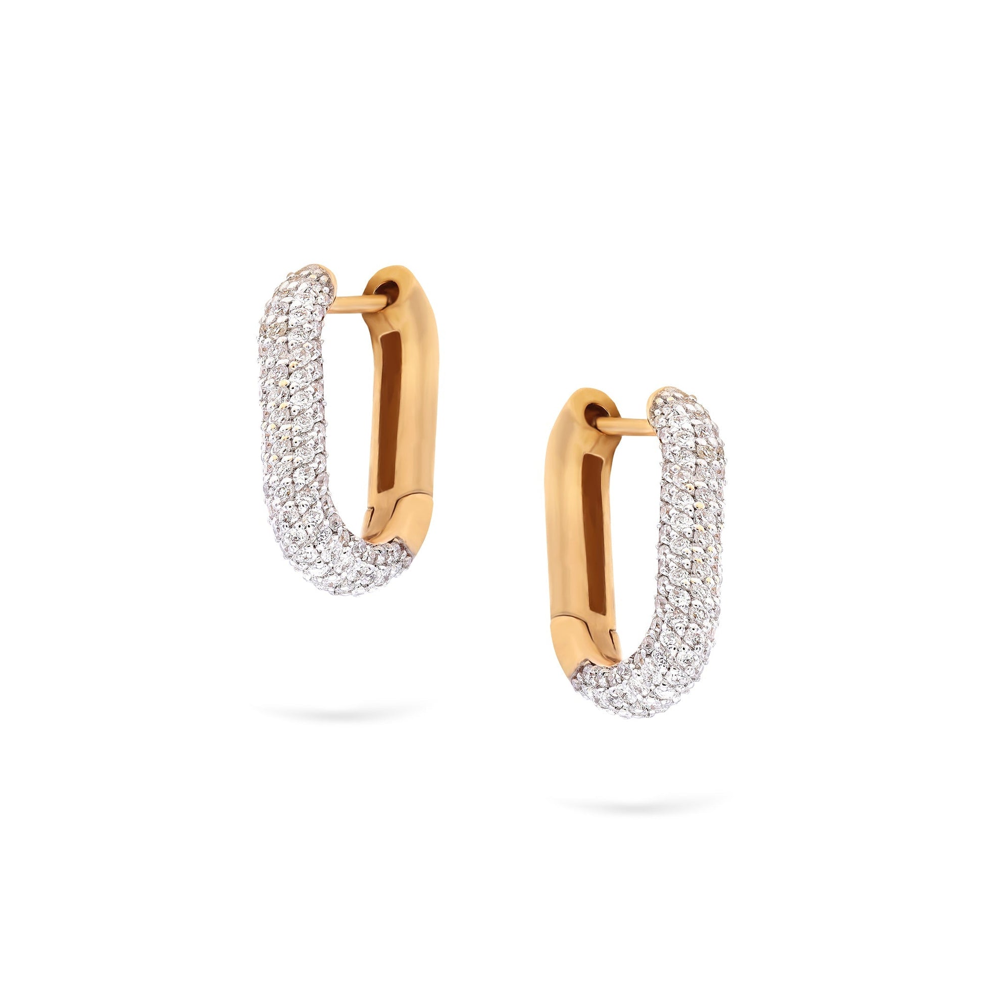 Jewelry Pavé Hoops | Large Diamond Earrings | 1.03 Cts. | 14K Gold - Yellow / Pair / Diamonds - earring Zengoda
