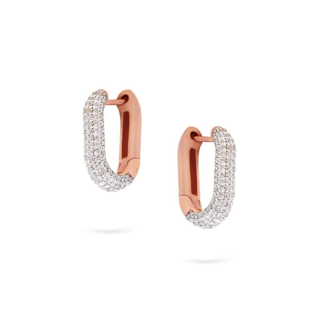 Jewelry Pavé Hoops | Medium Diamond Earrings | 0.69 Cts. | 14K Gold - Rose / Pair / Diamonds - earring Zengoda