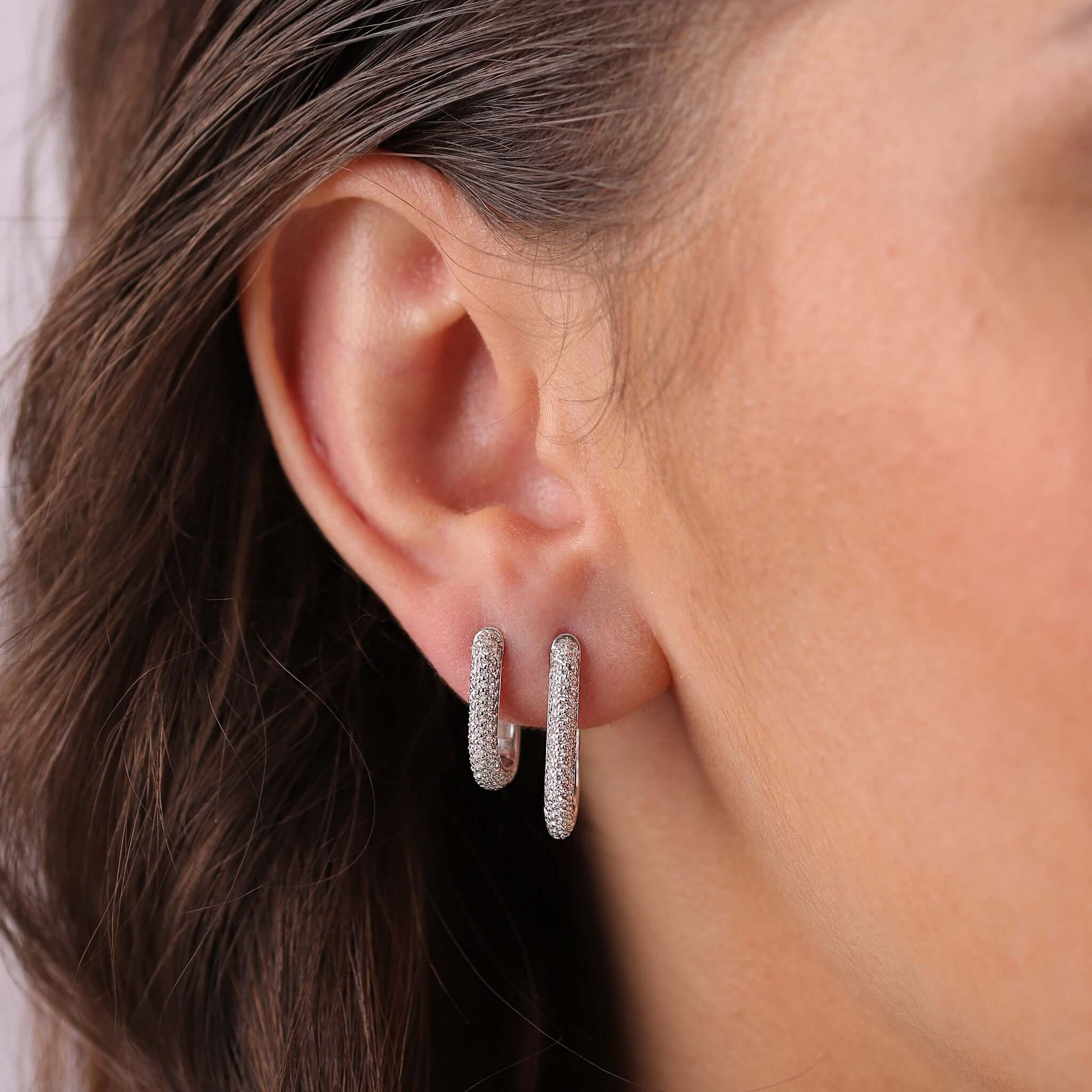 Jewelry Pavé Hoops | Medium Diamond Earrings | 0.69 Cts. | 14K Gold - earring Zengoda Shop online from Artisan