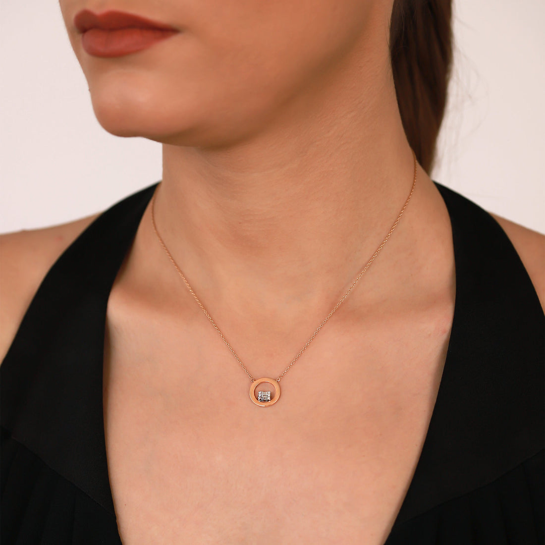 Jewelry Humbles | Diamond Pendant | 0.09 Cts. | 14K Gold - Rose / 40 - 42 Cm / Diamonds - necklace Zengoda Shop