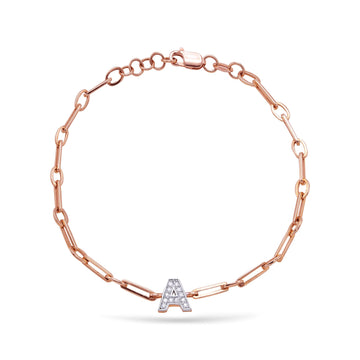 Jewelry Initials | Diamond Bracelet | 14K Gold - Rose / 18 Cm: 0.05 Cts. | Round Cut / A - bracelet Zengoda Shop