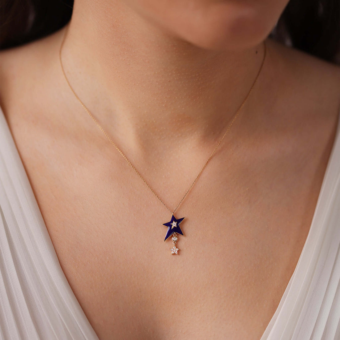 Jewelry The Lucky Stars | Diamond Pendant | 0.09 Cts. | 18K Gold - Rose / 40 - 42 Cm / Diamonds - necklace