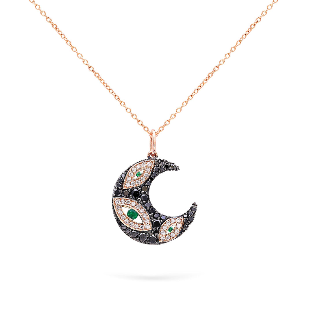 Jewelry Lunar Mosaic | Diamond Emerald Pendant | 0.75 Cts. | 14K Gold - Rose / 40 - 42 Cm / 0.08 - necklace