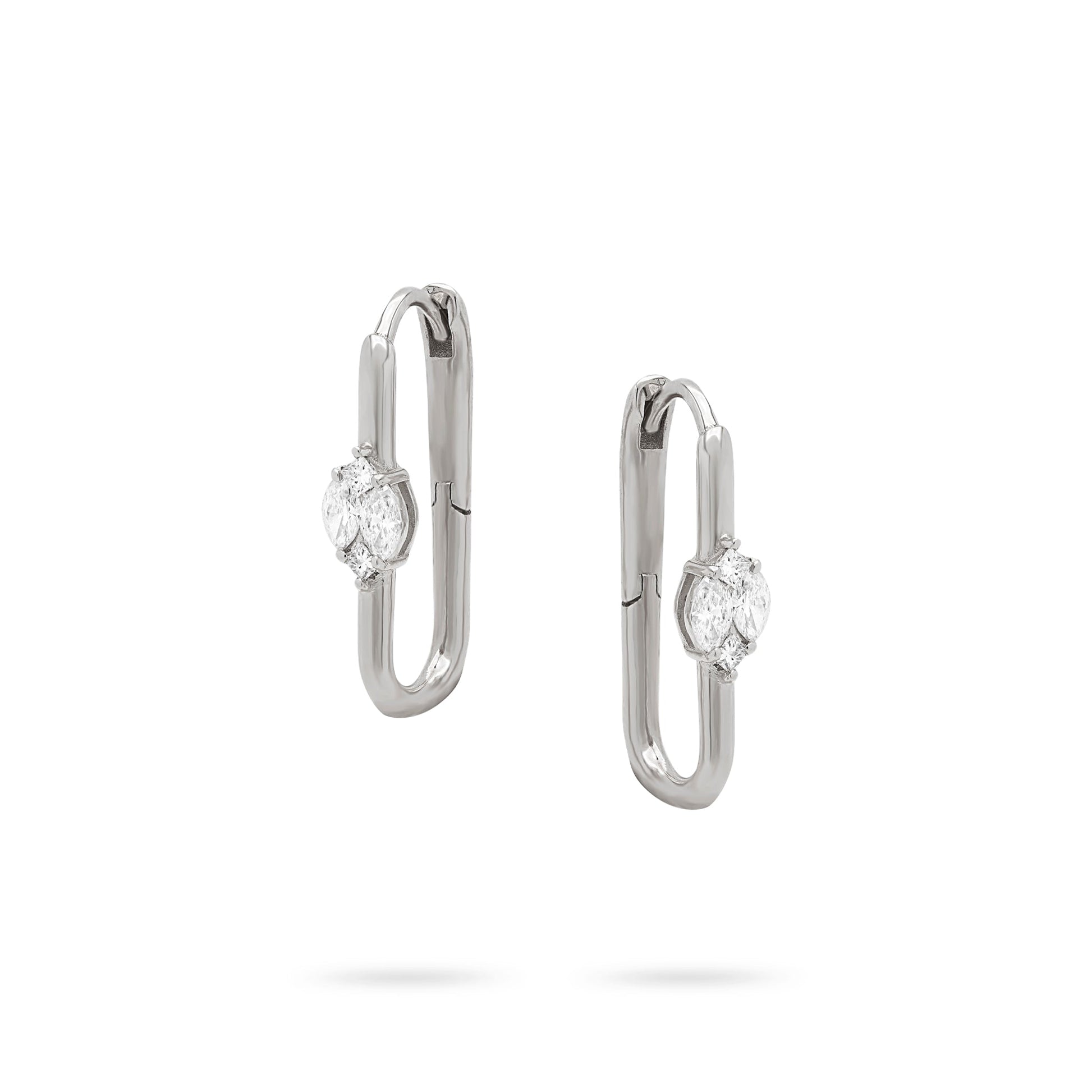 Jewelry Marquise Hoops | Medium Diamond Earrings | 0.41 Cts. | 14K Gold - White / earring Zengoda Shop online
