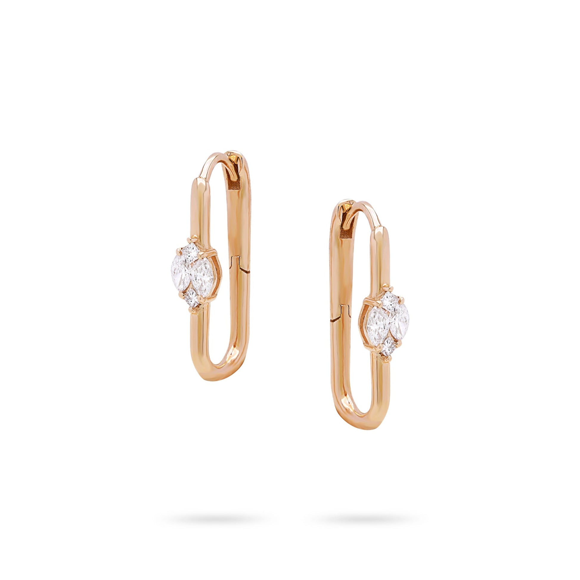 Jewelry Marquise Hoops | Medium Diamond Earrings | 0.41 Cts. | 14K Gold - Yellow / earring Zengoda Shop online