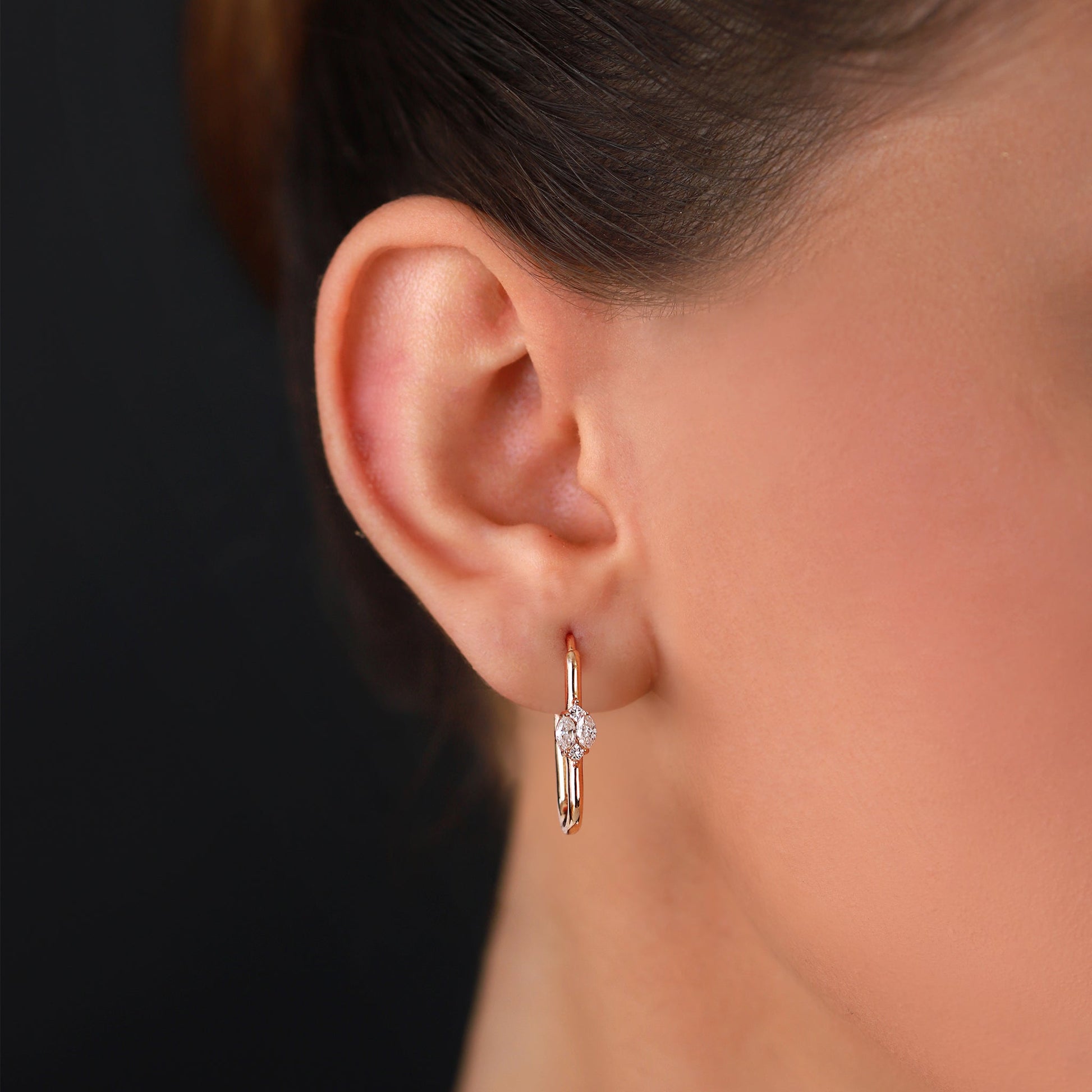 Jewelry Marquise Hoops | Medium Diamond Earrings | 0.41 Cts. | 14K Gold - earring Zengoda Shop online from